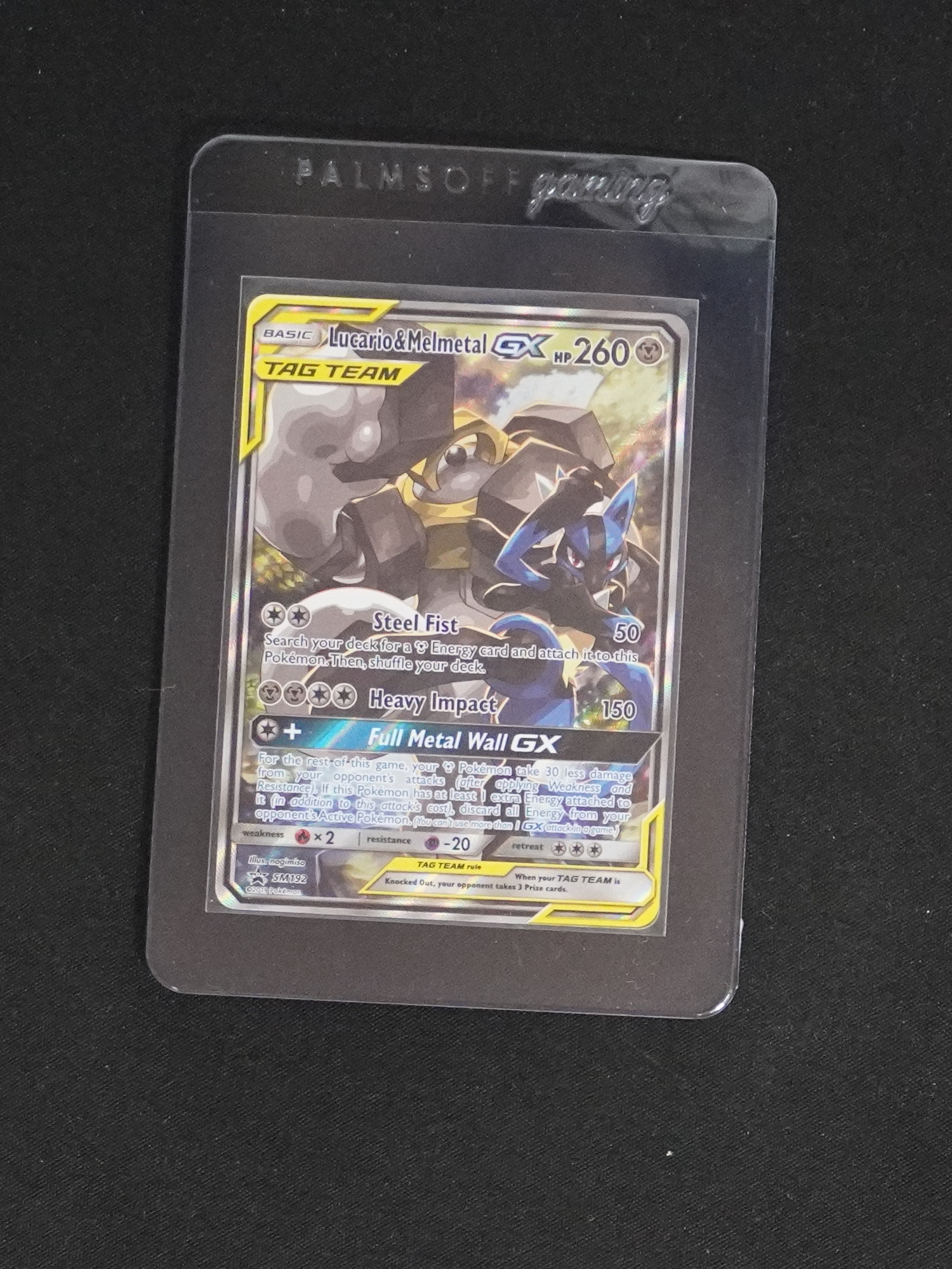 2019 Pokémon SM Black Star Promo #SM192 Lucario & Melmetal GX — front