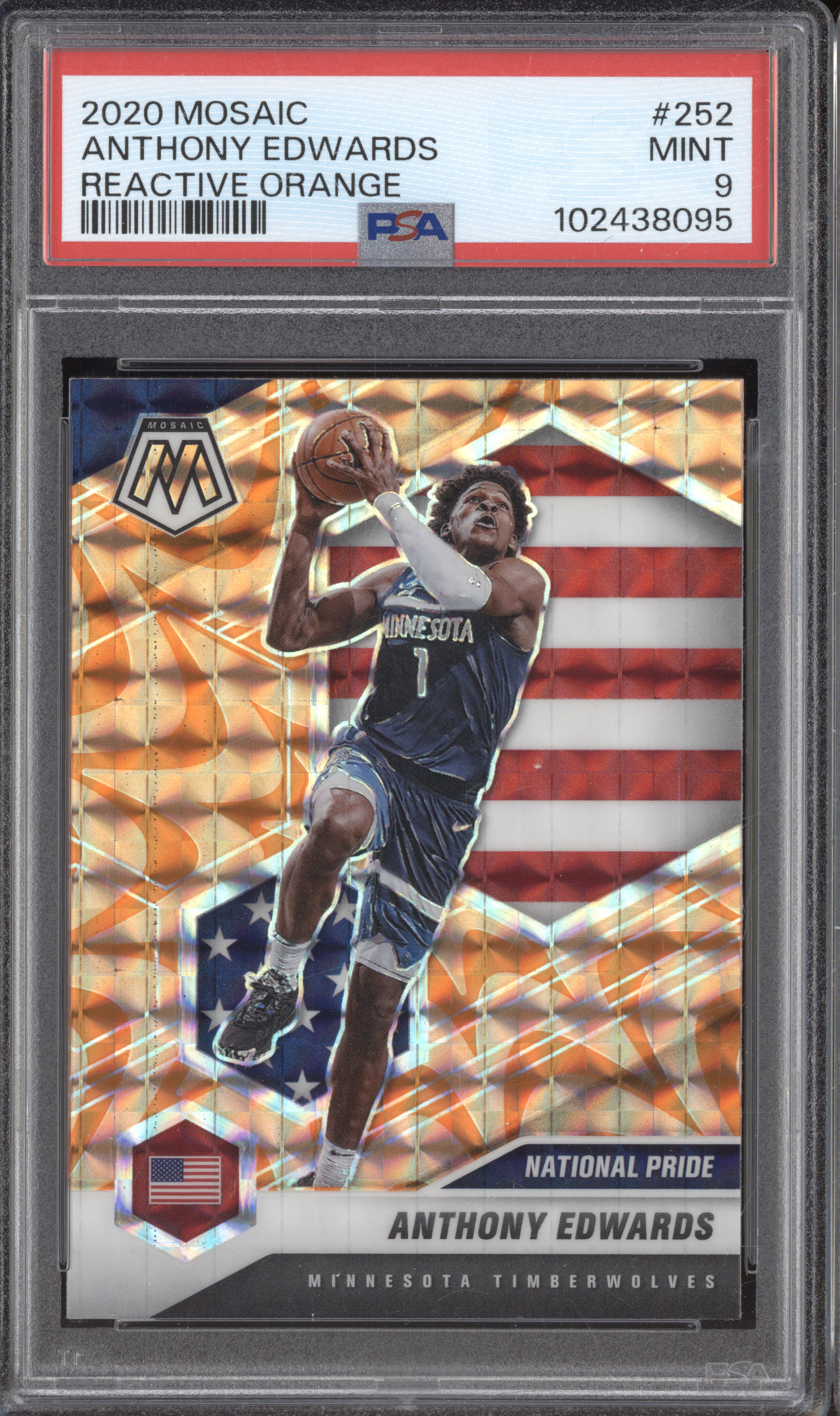 2020 Panini Mosaic #252 Anthony Edwards Reactive Orange — front