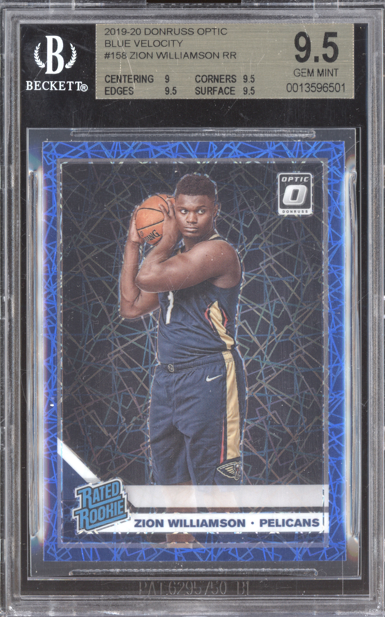 2019-20 Donruss Optic Blue Velocity #158 Zion Williamson RR — front