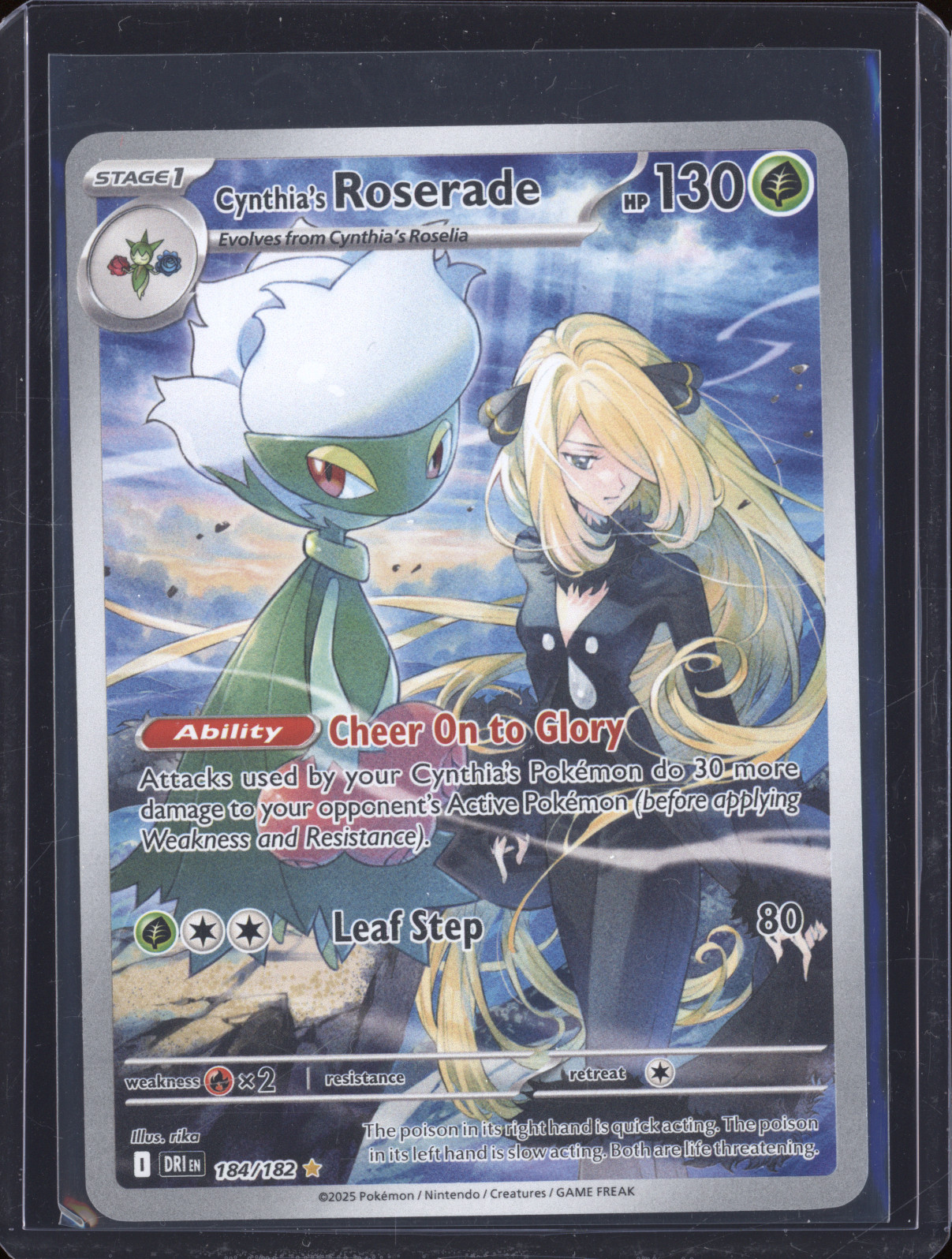 2025 Pokémon Destined Rivals #184 Cynthia's Roserade Illustration Rare — front