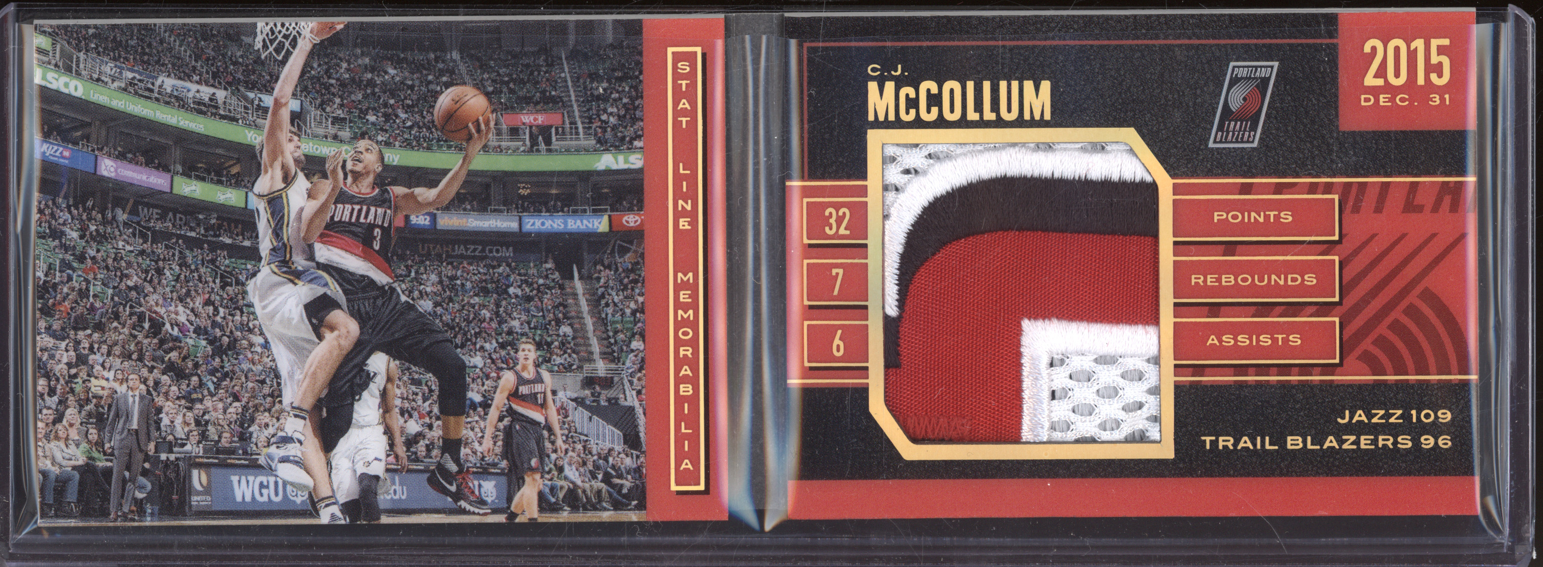 2016 Panini Stat Line Memorabilia #32 C.J. McCollum — front