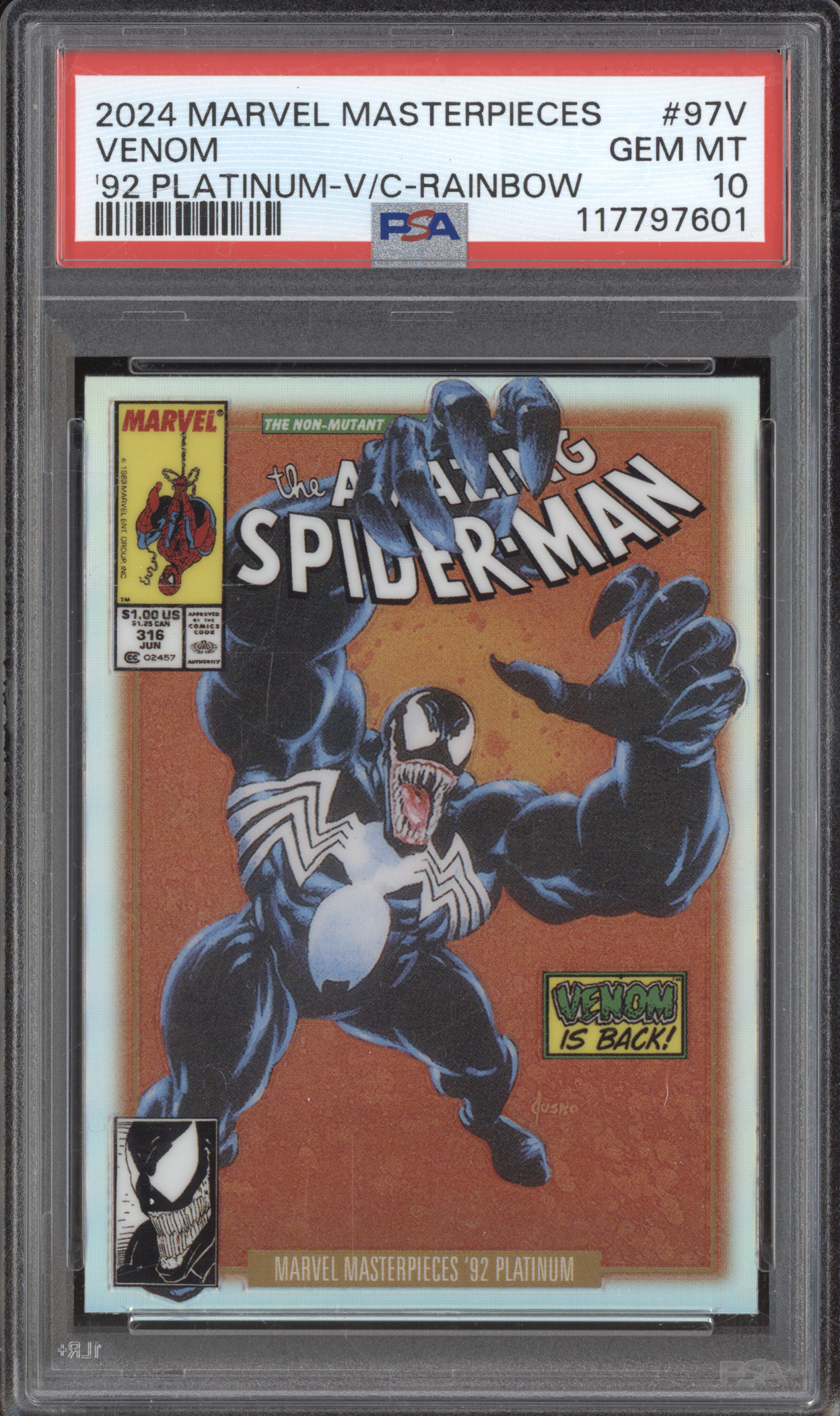 2024 Marvel Masterpieces '92 Platinum #97V Venom — front