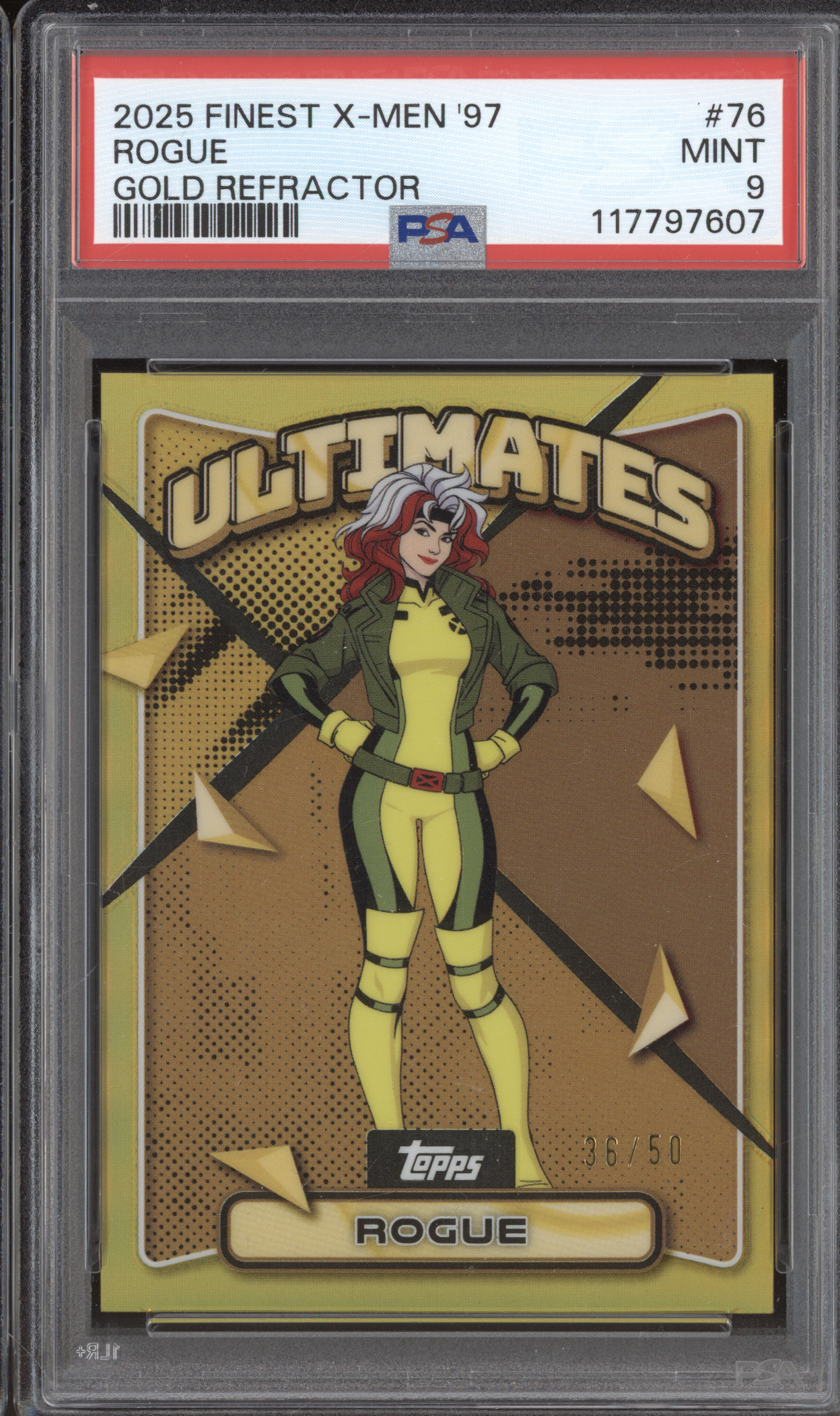2025 Topps Finest X-Men '97 #76 Rogue Gold Refractor — front