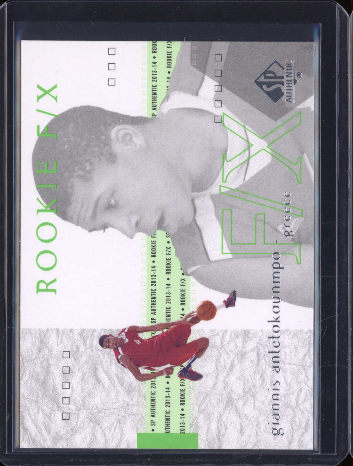 2013-14 Upper Deck SP Authentic Rookie F/X #91 Giannis Antetokounmpo — front