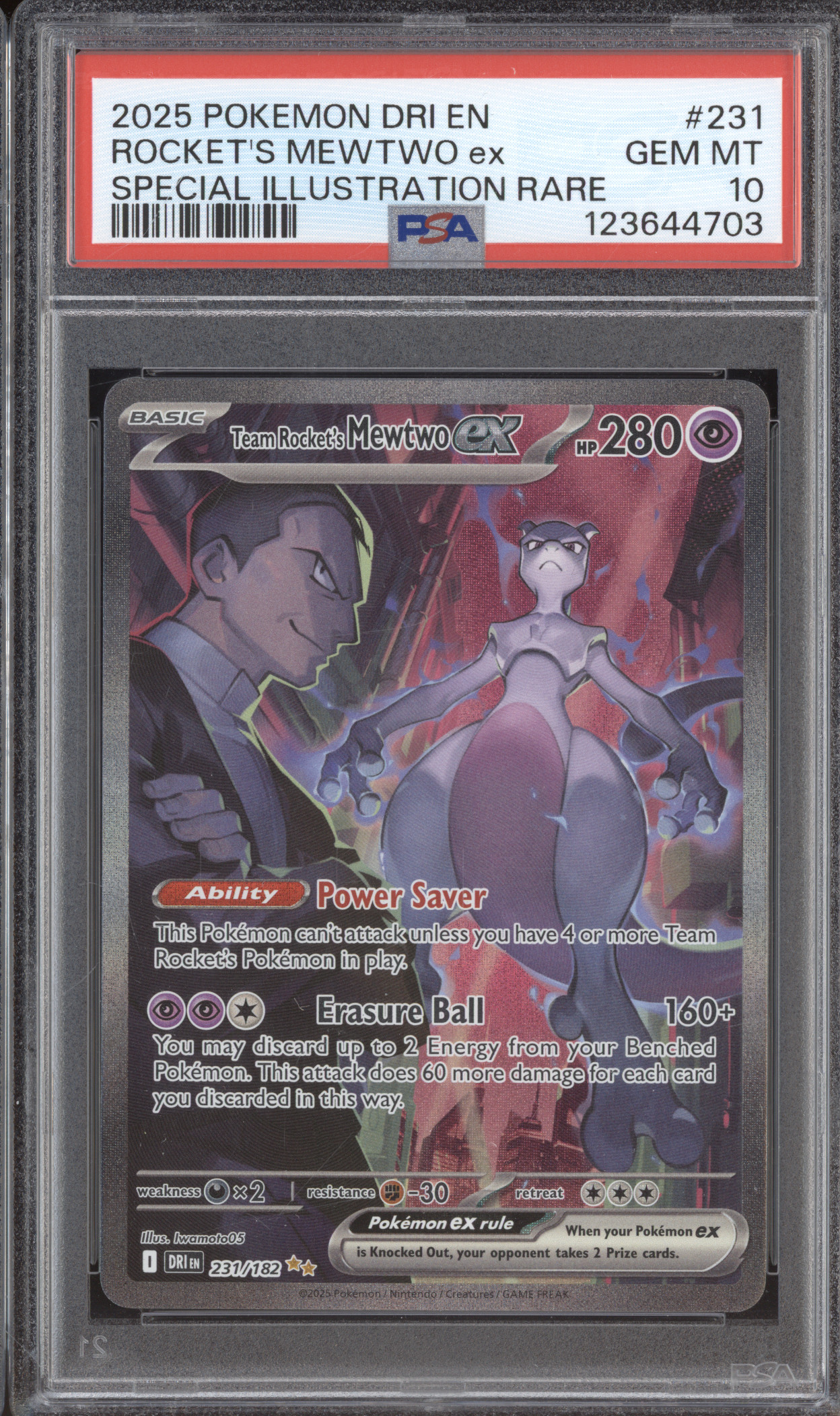 2025 Pokemon DRI EN #231 Team Rocket's Mewtwo ex — front