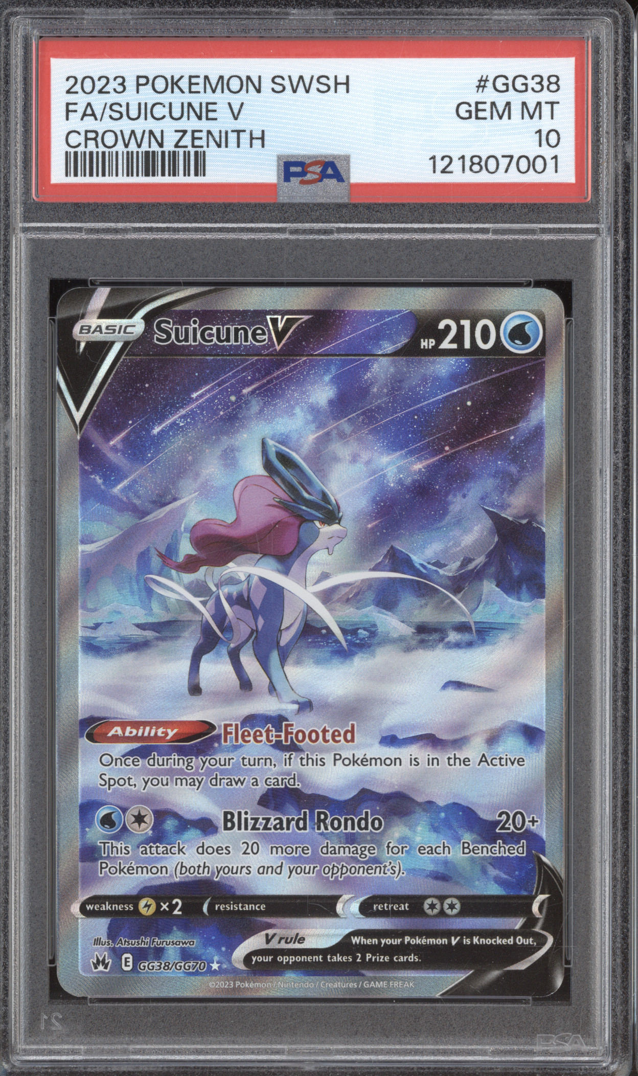 2023 Pokemon Sword & Shield Crown Zenith #GG38 Suicune V — front