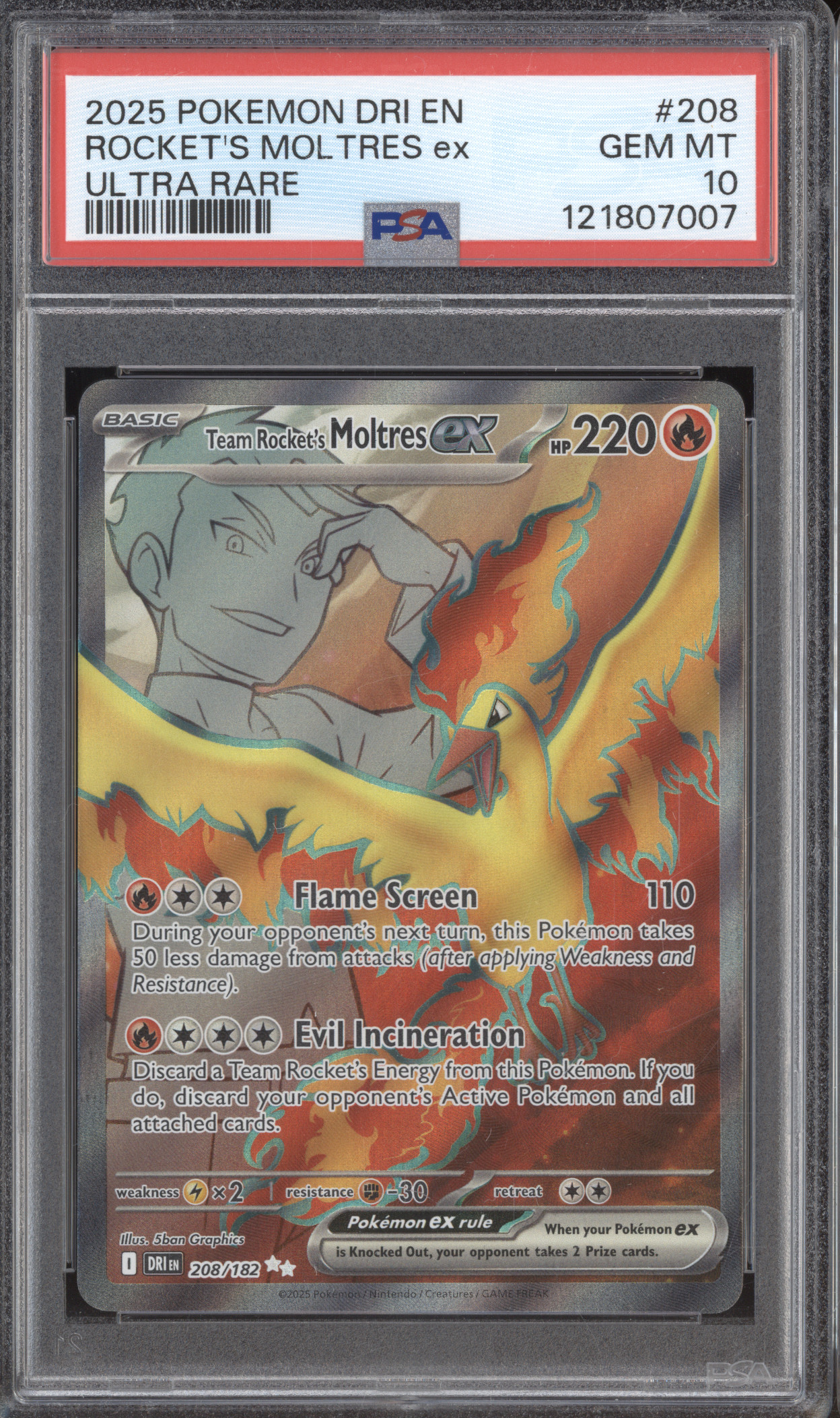 2025 Pokémon Destined Rivals #208 Team Rocket's Moltres ex — front