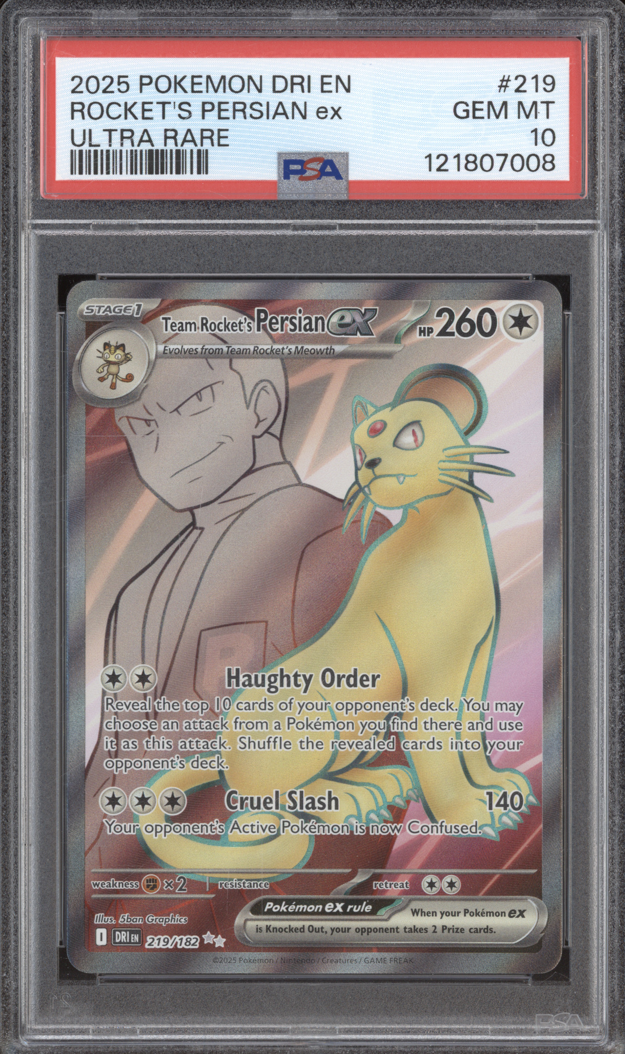 2025 Pokémon DRI EN #219 Team Rocket's Persian ex — front