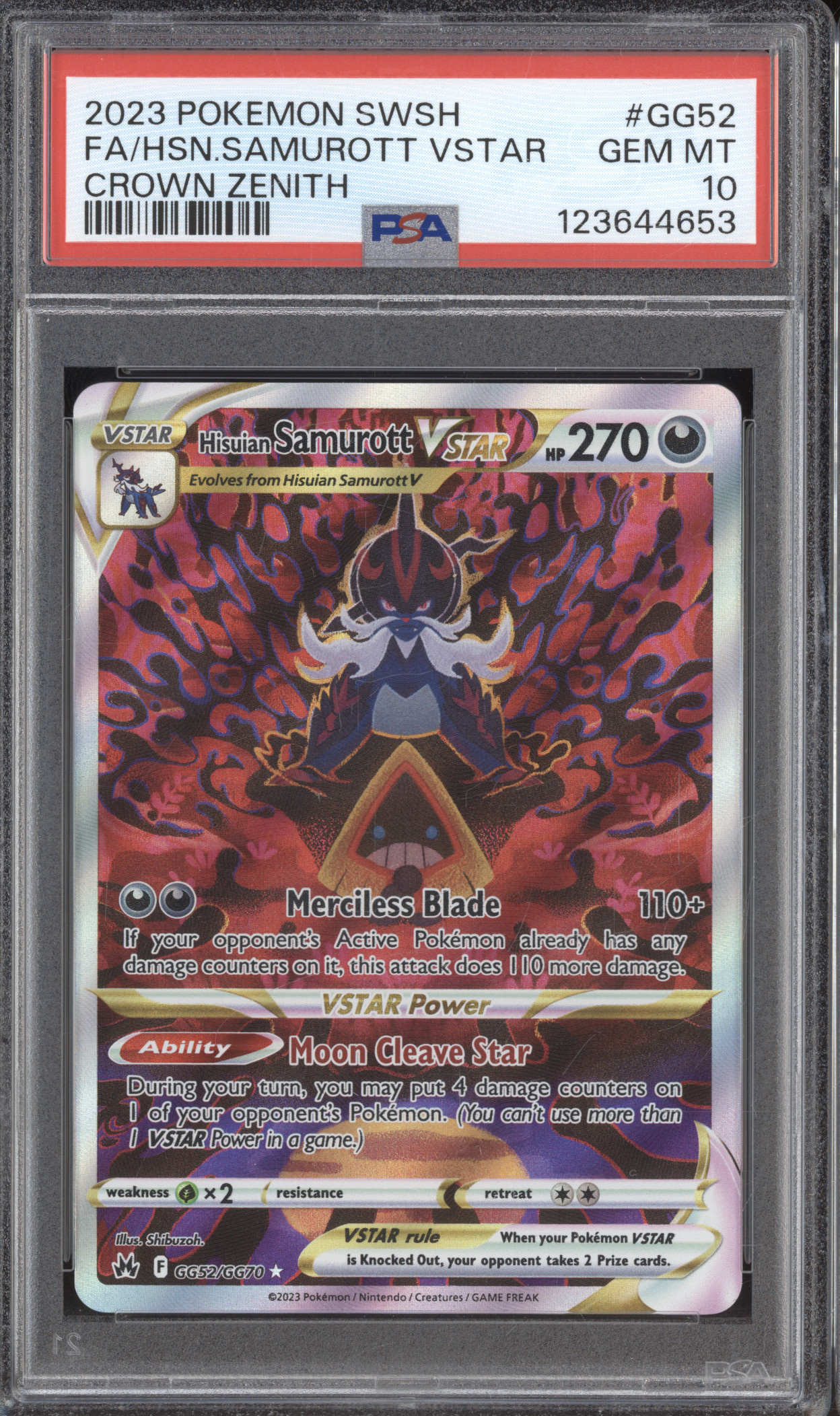 2023 Pokémon SWSH Crown Zenith #GG52 Hisuian Samurott VSTAR — front