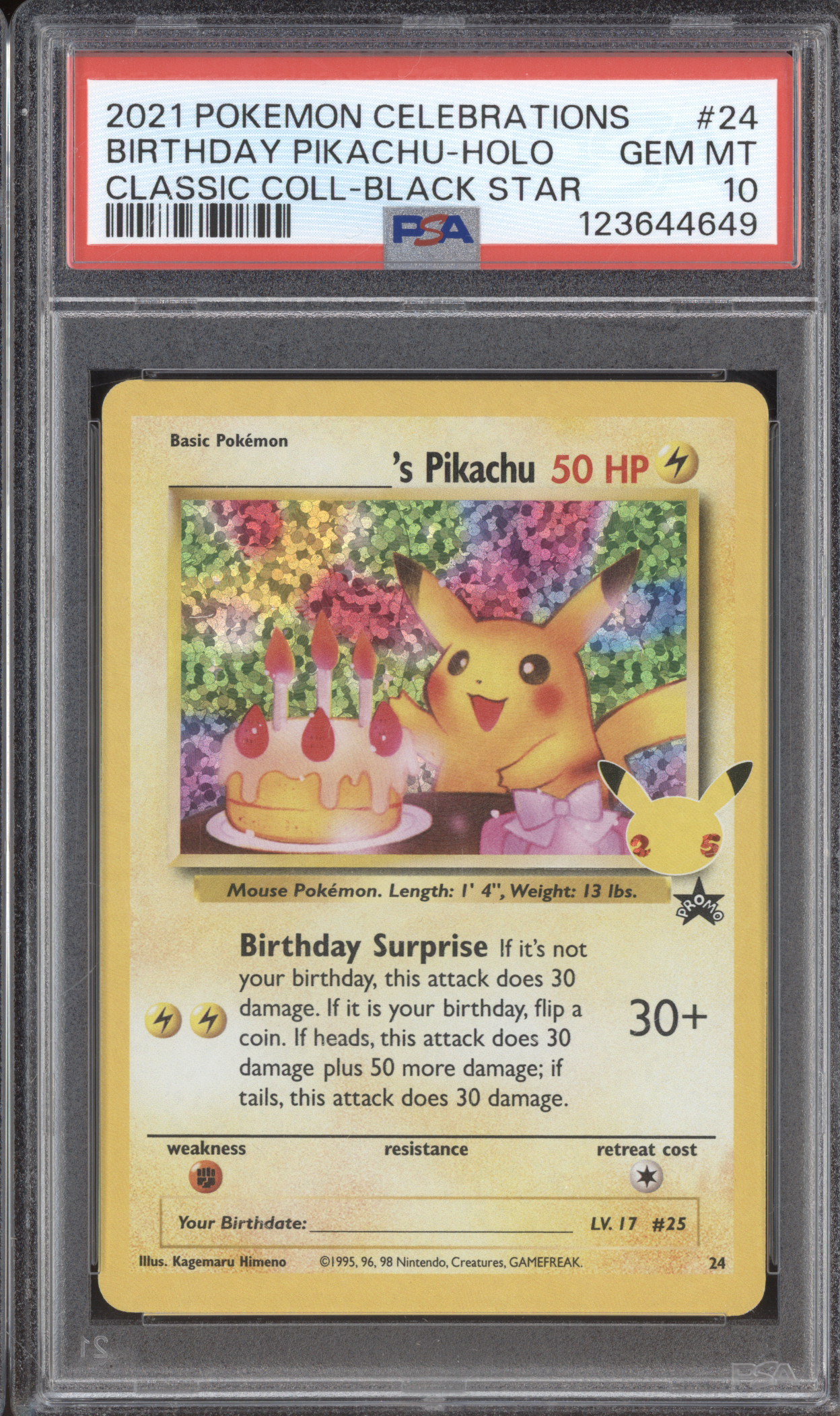 2021 Pokemon Celebrations #24 Birthday Pikachu — front