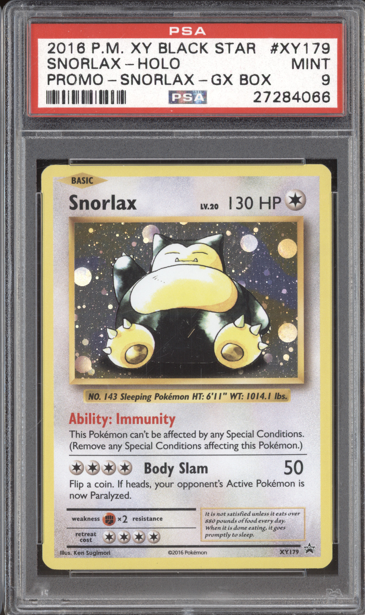 2016 Pokemon XY Black Star Promo #XY179 Snorlax Holo — front