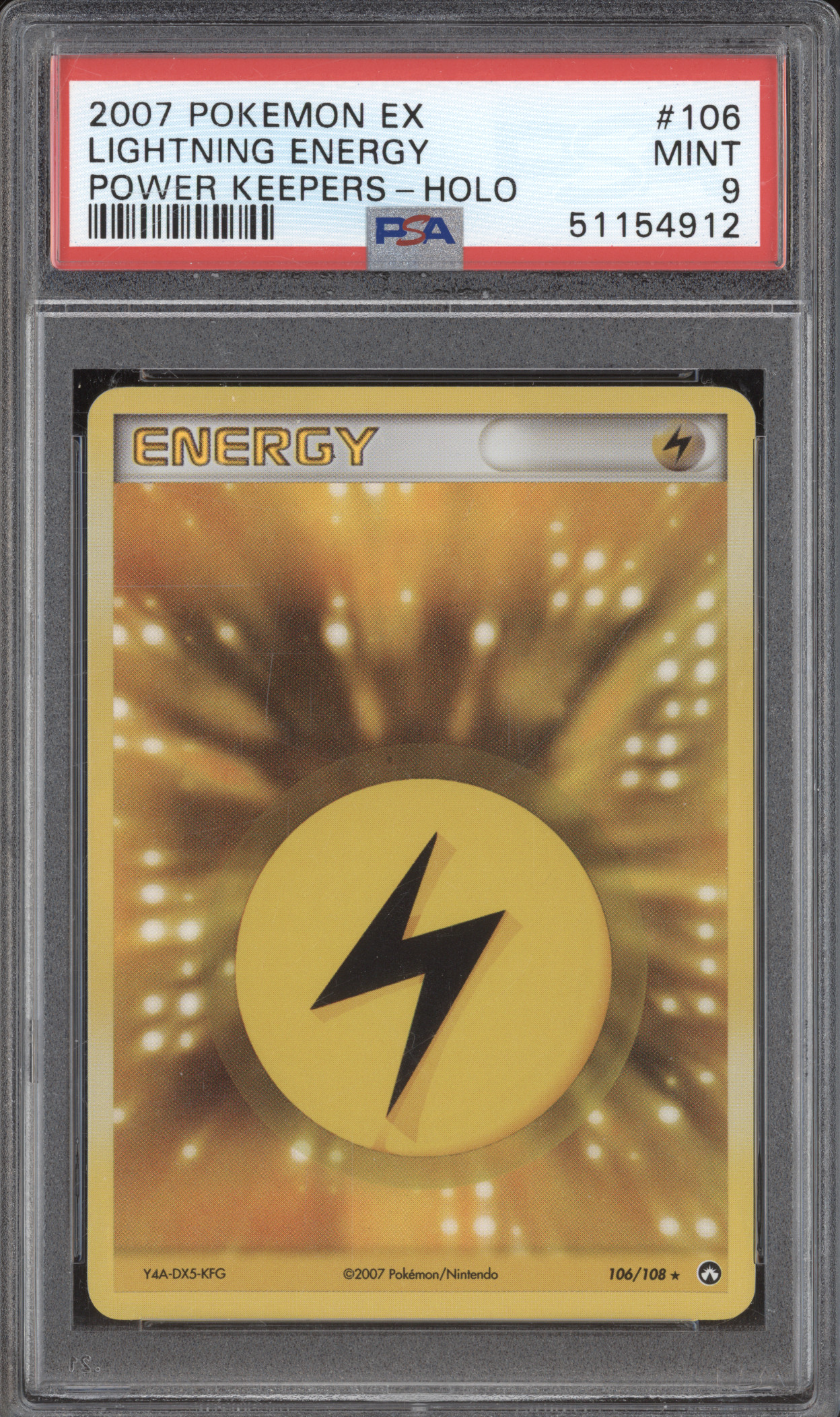 2007 Pokemon EX Power Keepers #106 Lightning Energy Holo — front