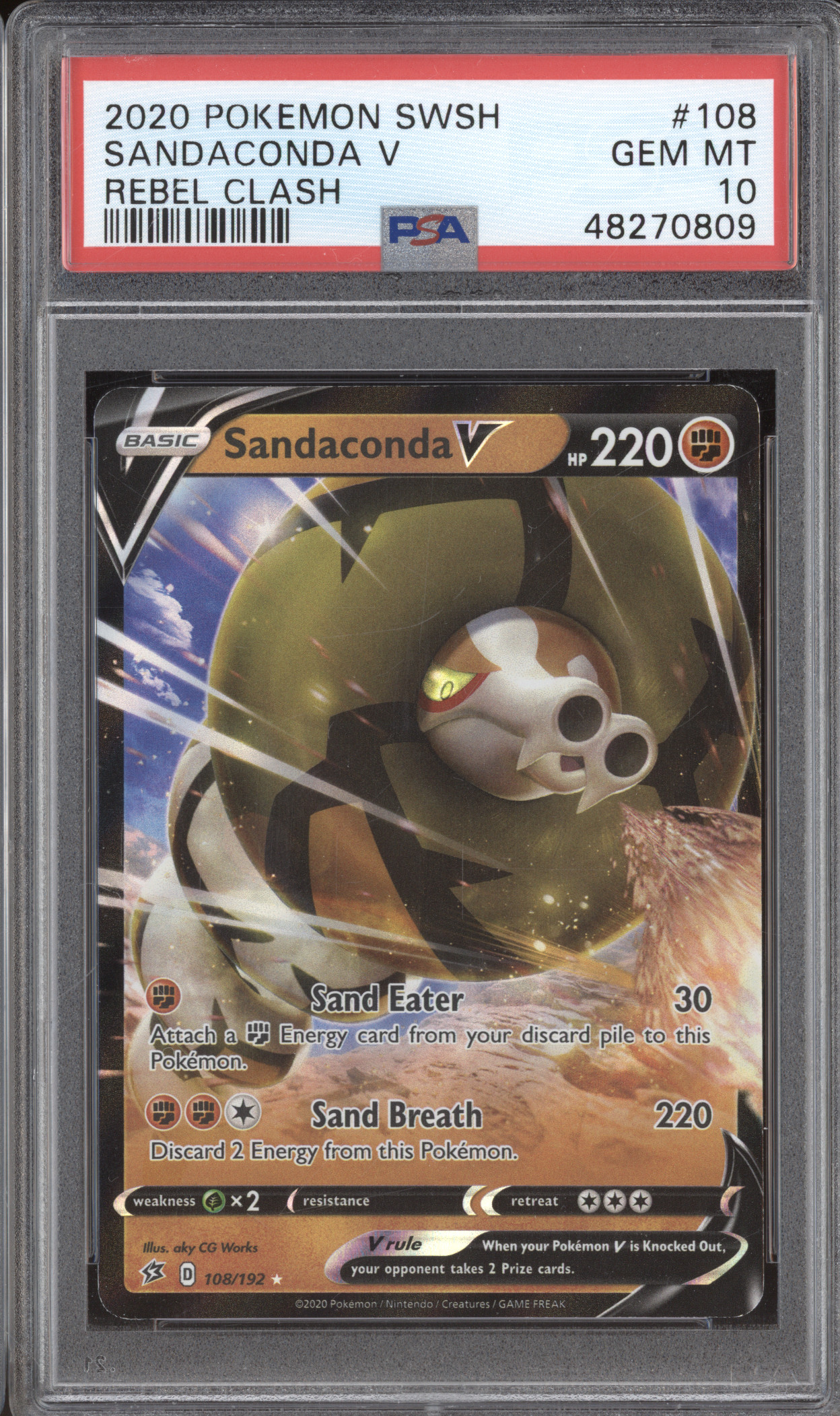 2020 Pokémon SWSH Rebel Clash #108 Sandaconda V — front