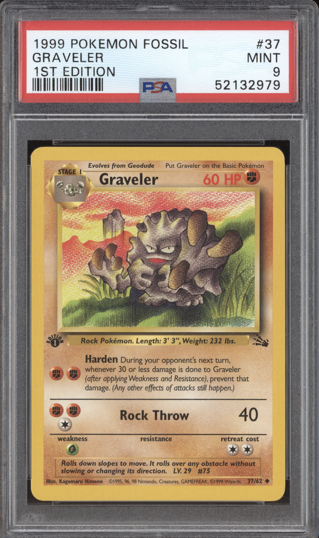 1999 Pokémon Fossil #37 Graveler — front