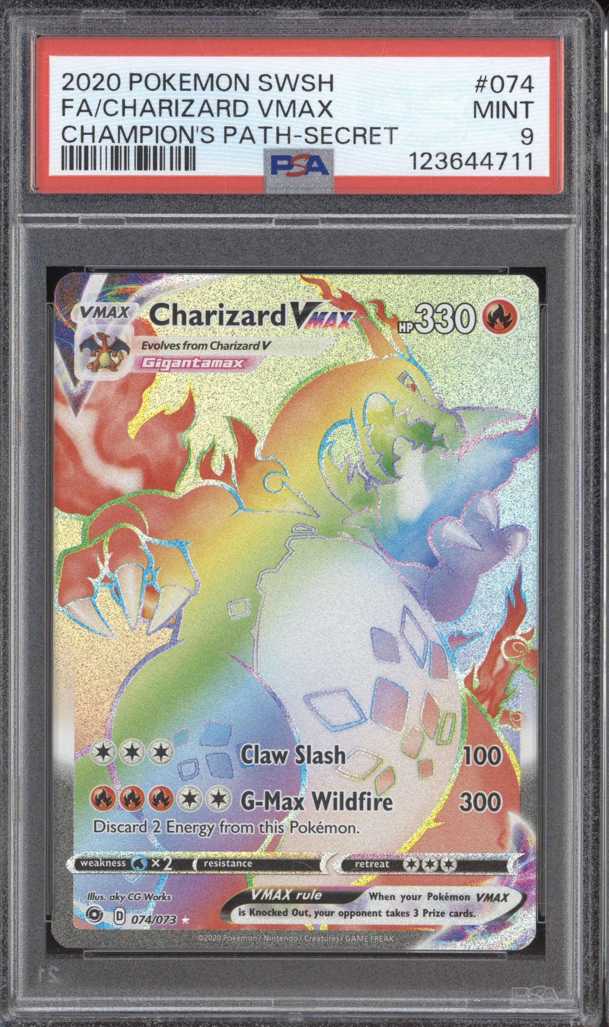 2020 Pokémon SWSH #074 Charizard VMAX Champion's Path Secret Rare — front