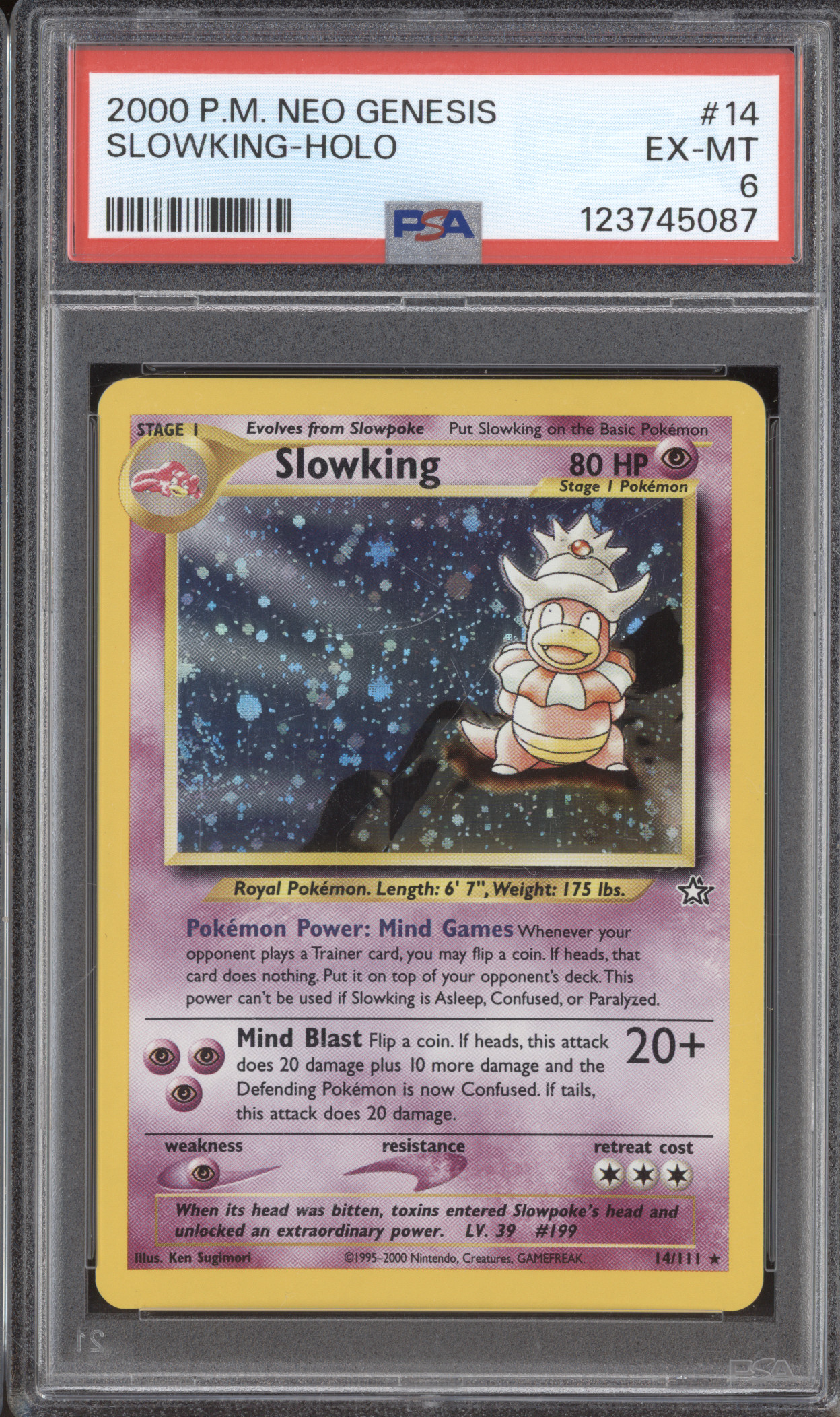 2000 Pokemon Neo Genesis #14 Slowking Holo — front