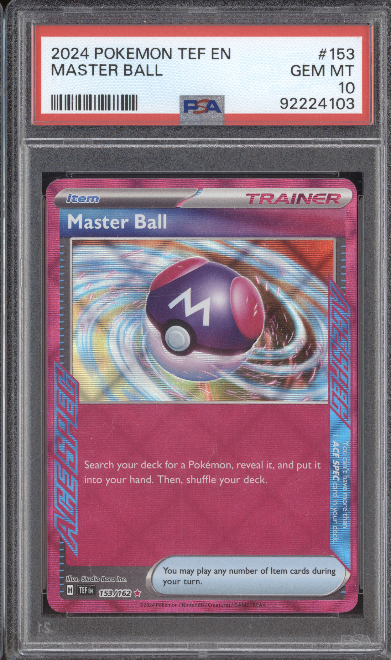 2024 Pokemon TEF EN #153 Master Ball — front