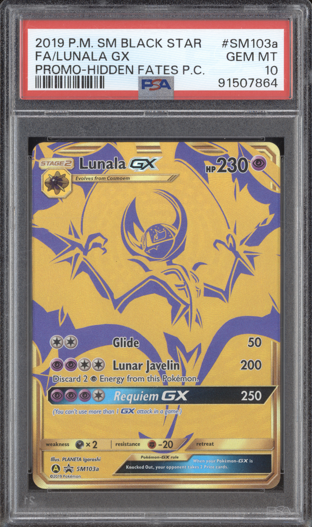 2019 Pokémon SM Black Star Promo #SM103a Lunala GX — front