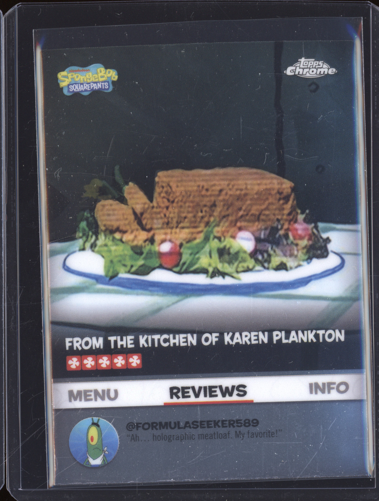 2025 Topps Chrome SpongeBob #BB-1 Karen Plankton Holographic Meatloaf — front