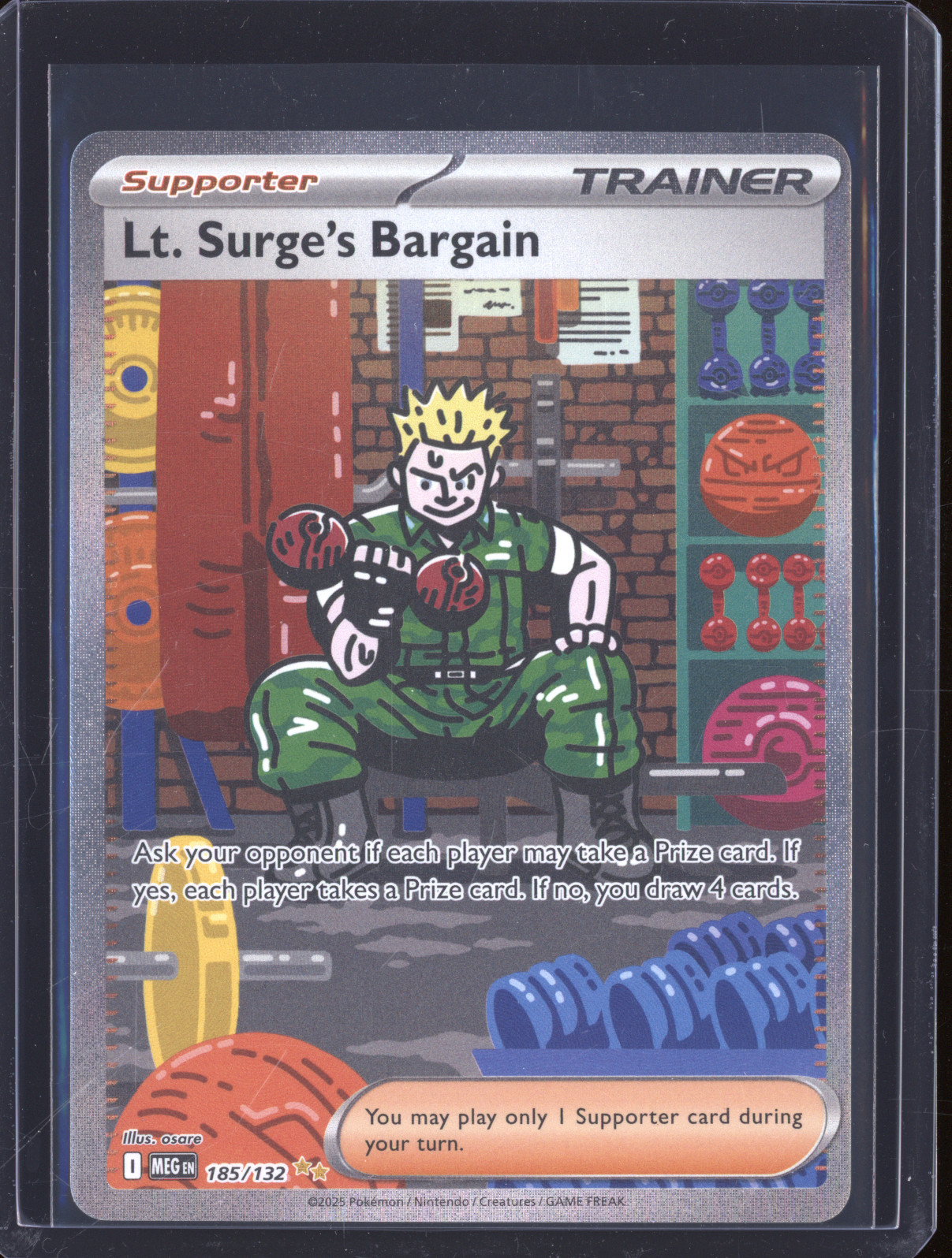2025 Pokemon Mega Evolution #185 Lt. Surge's Bargain — front