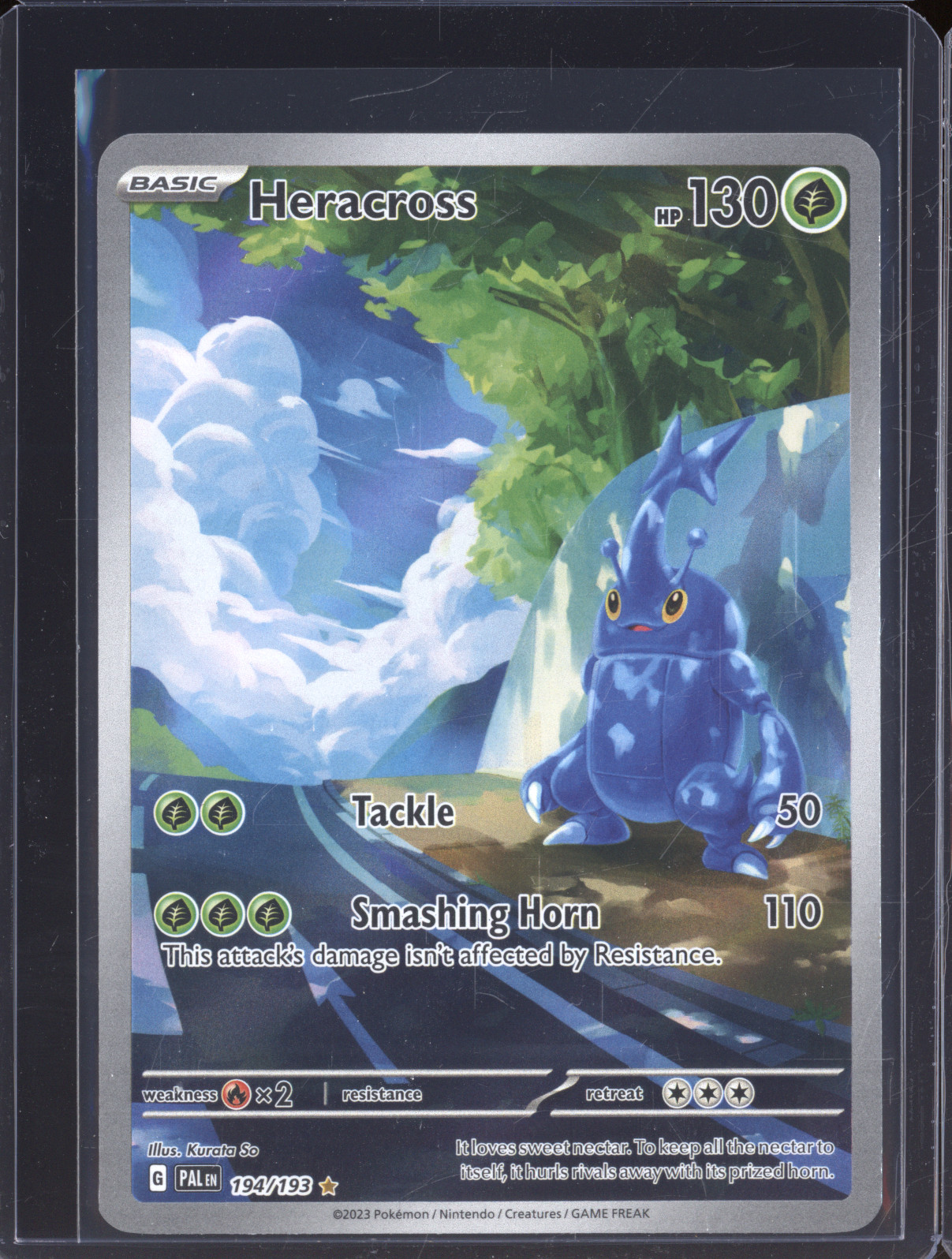 2023 Pokémon Paldea Evolved #194 Heracross Illustration Rare — front