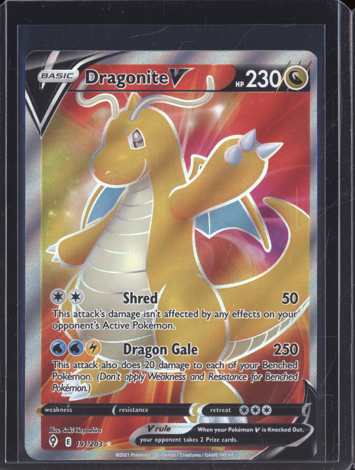 2021 Pokemon Evolving Skies #191 Dragonite V — front