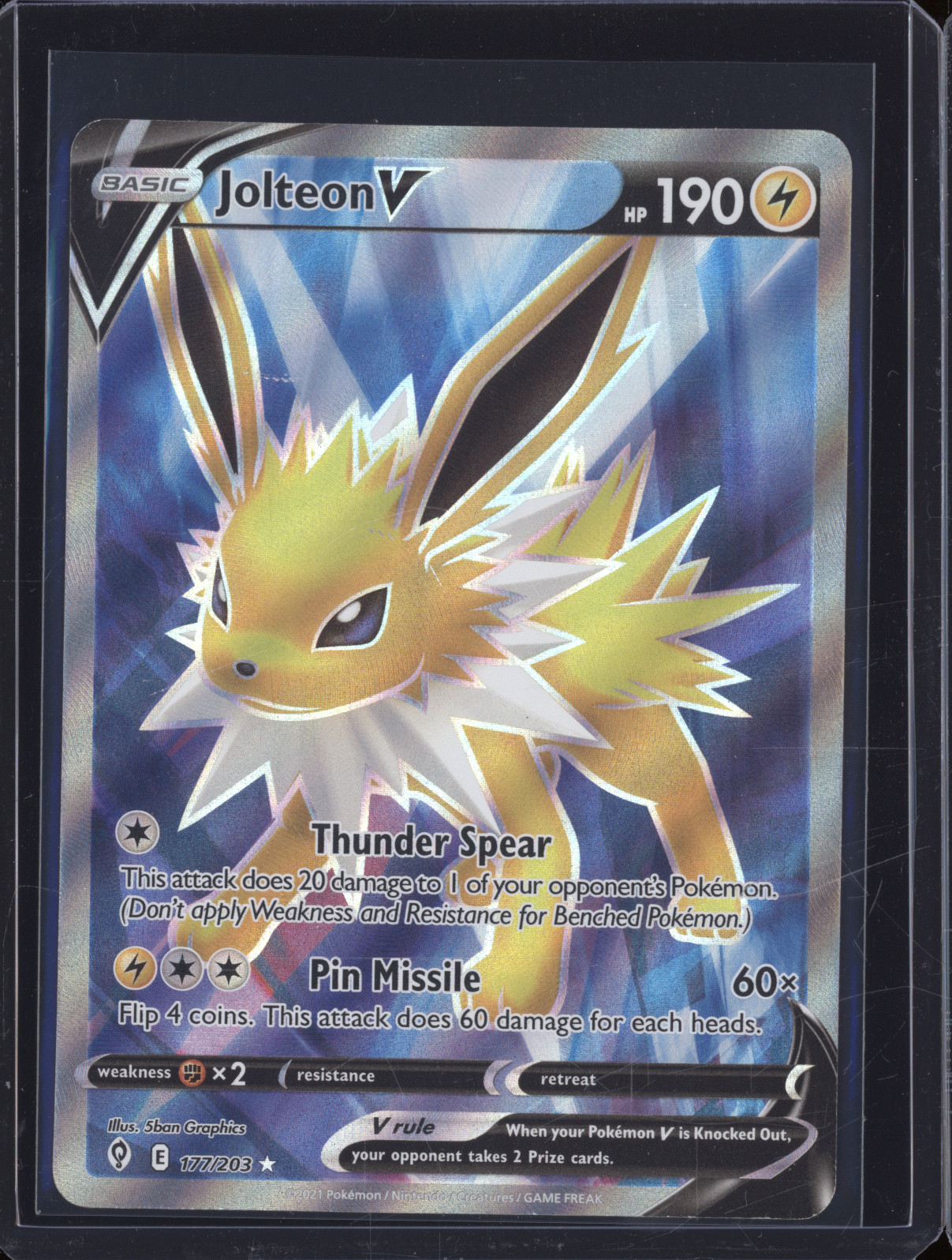 2021 Pokémon SWSH Evolving Skies #177 Jolteon V — front