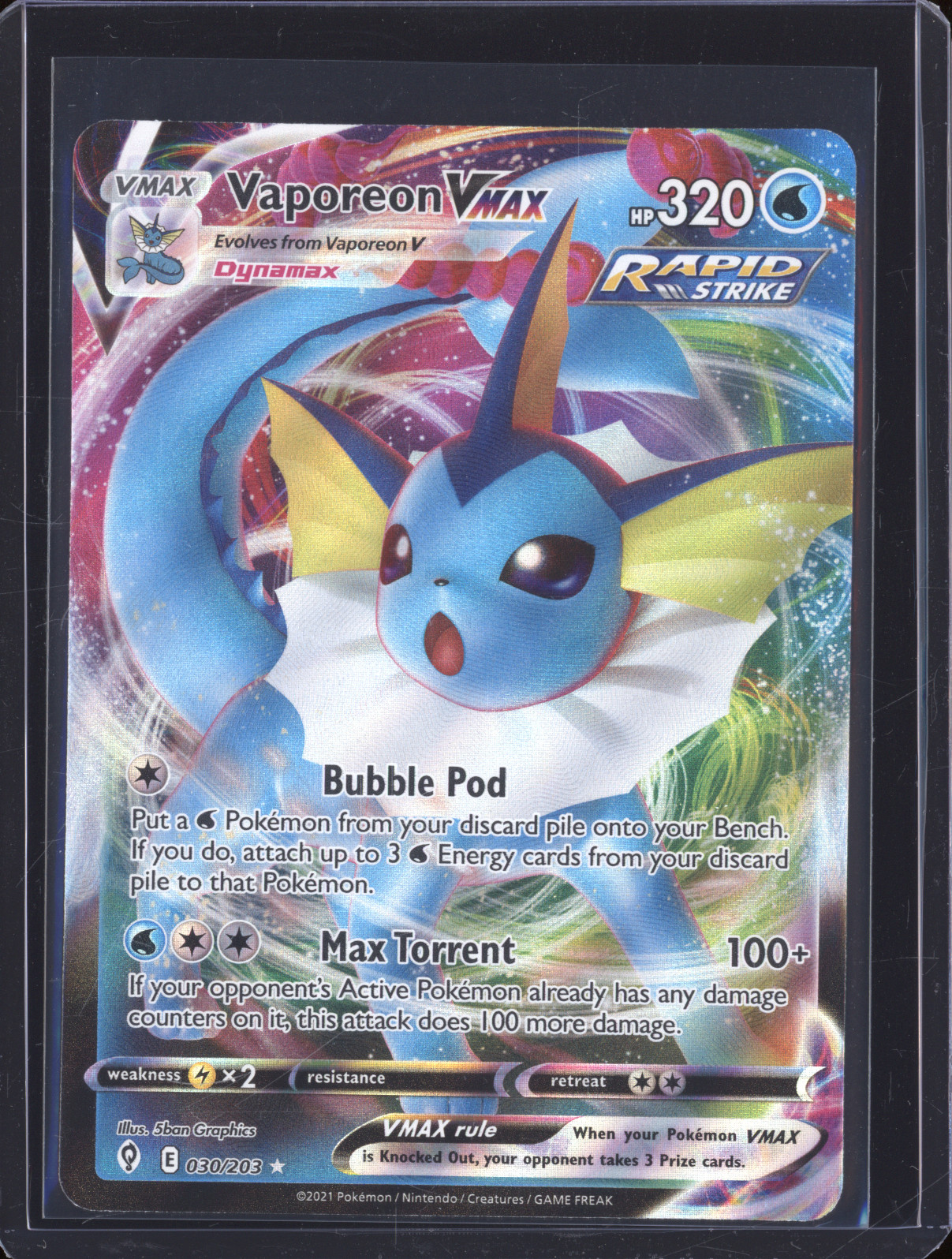 2021 Pokemon Evolving Skies #030/203 Vaporeon VMAX — front