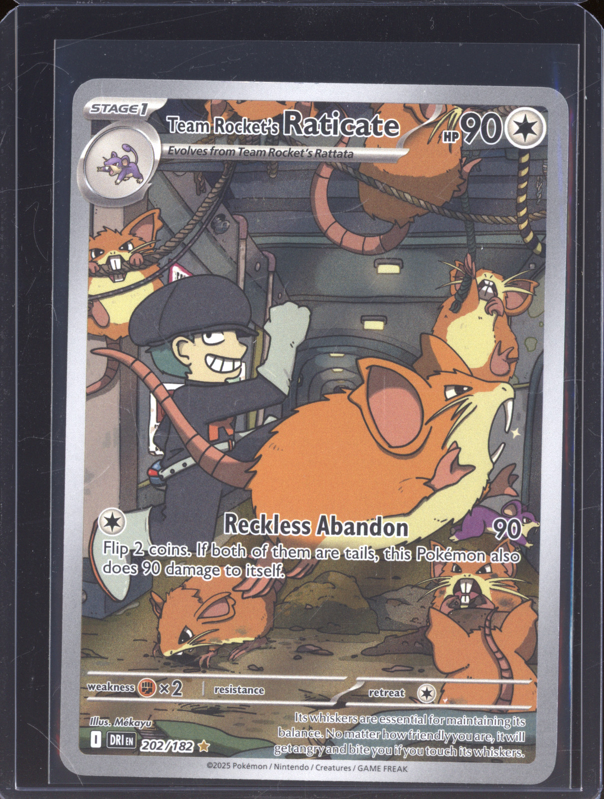 2025 Pokemon TCG Team Rocket's Raticate #202/182 — front