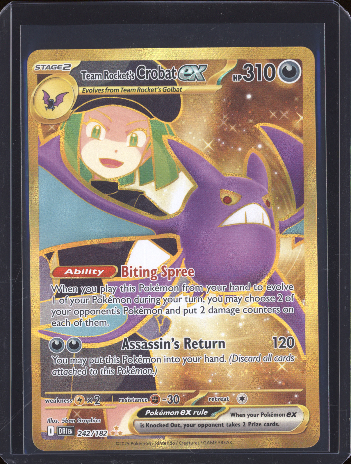 2025 Pokemon Destined Rivals #242 Team Rocket's Crobat ex — front