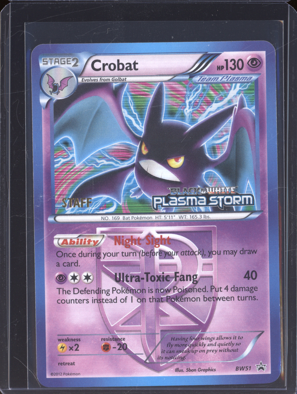 2012 Pokémon BW Black & White Plasma Storm #BW51 Crobat — front