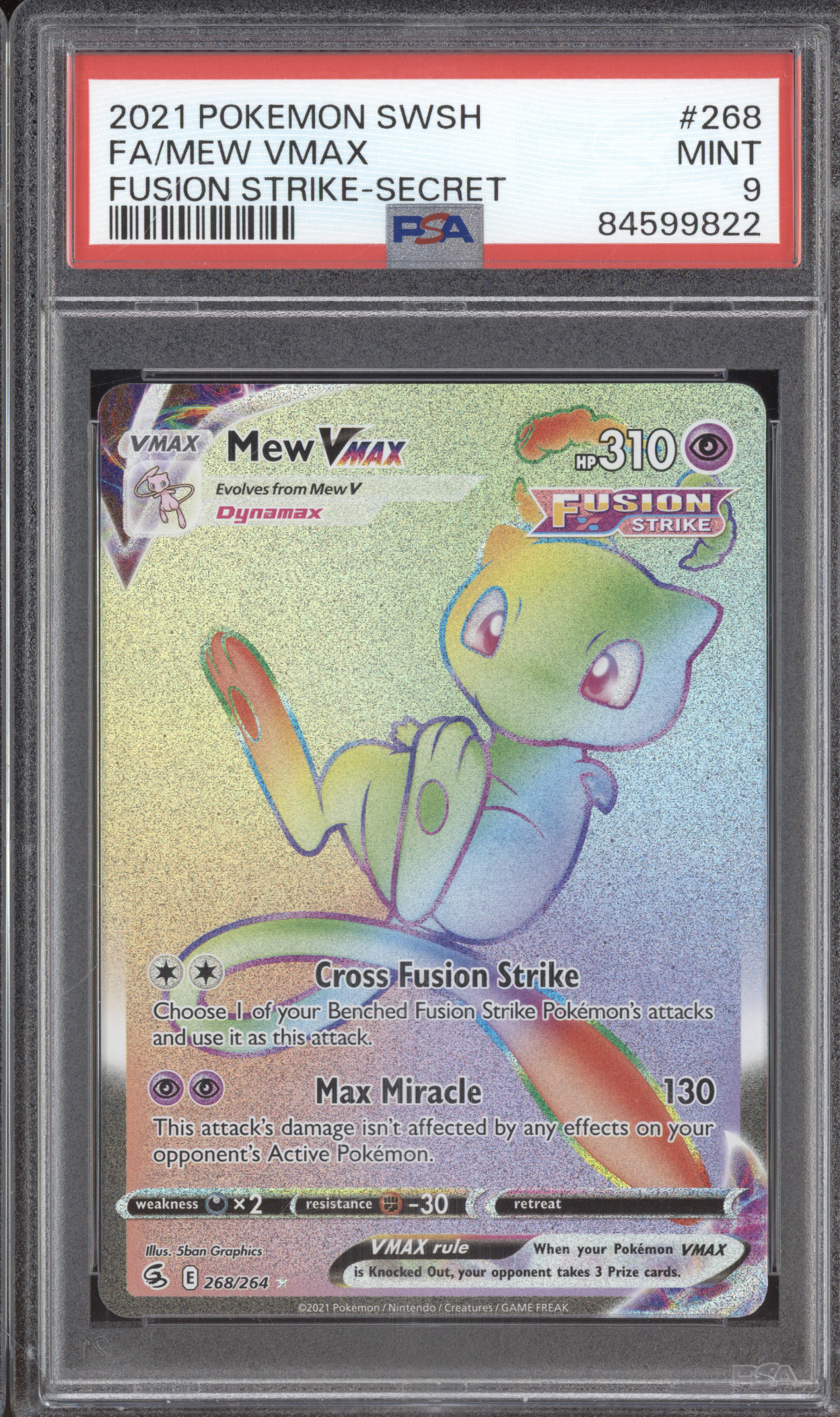 2021 Pokémon SWSH #268 Mew VMAX Fusion Strike Secret Rare — front