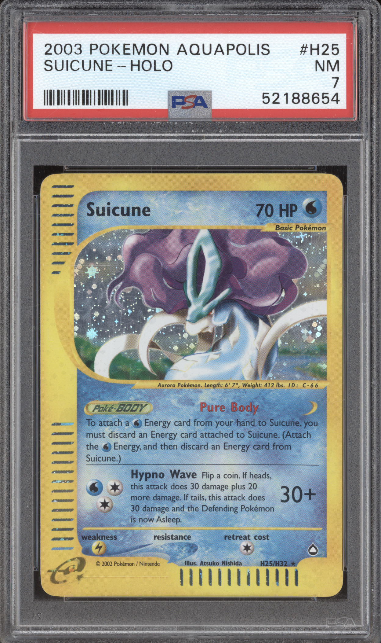 2003 Pokemon Aquapolis #H25 Suicune Holo — front