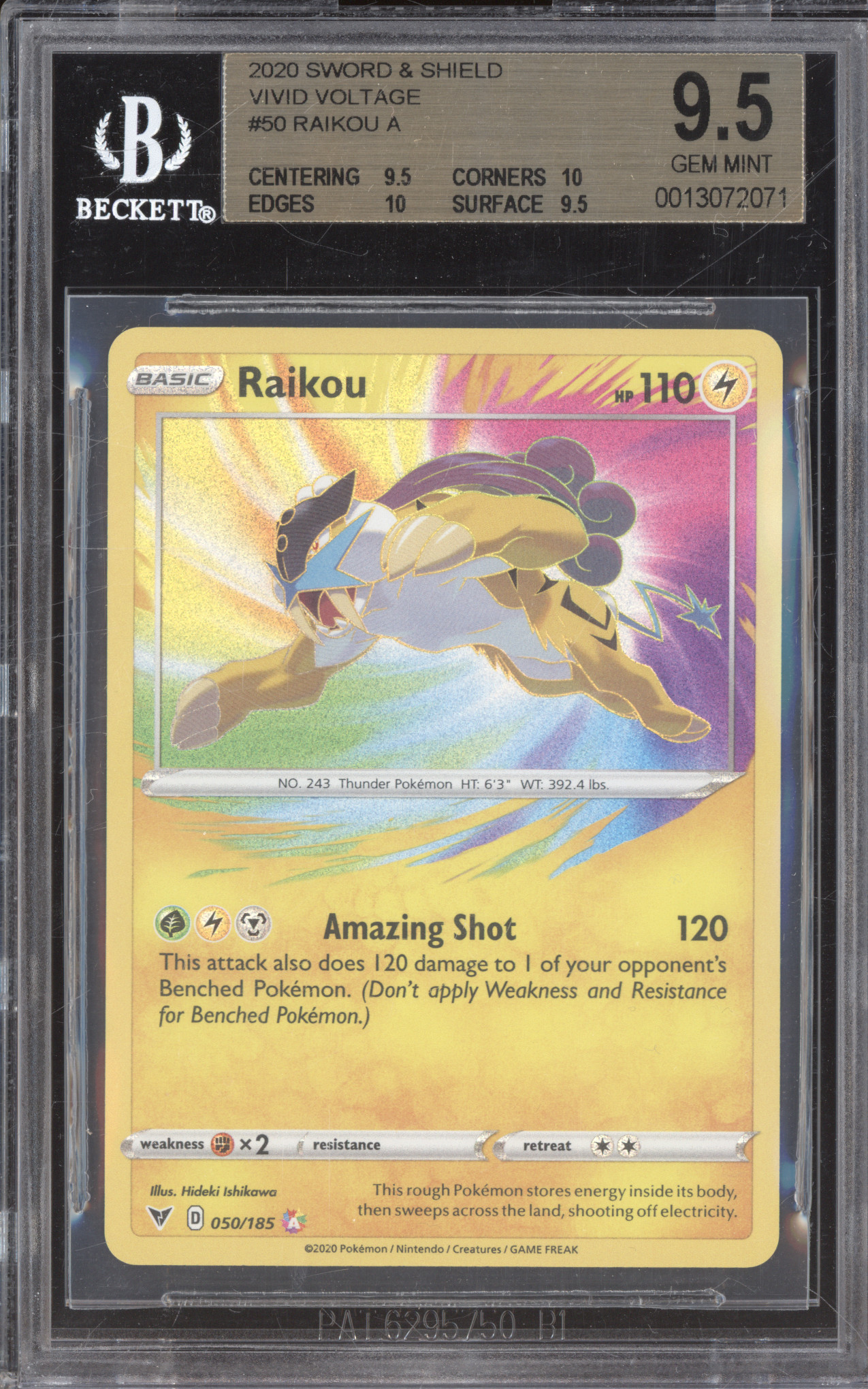 2020 Pokemon Sword & Shield Vivid Voltage #050 Raikou Amazing Rare — front