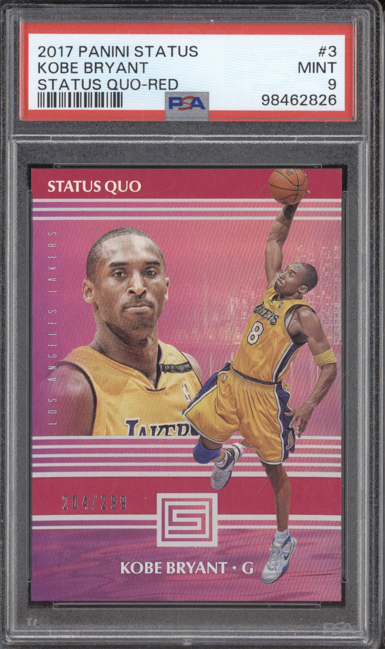 2017 Panini Status #3 Kobe Bryant Status Quo Red — front