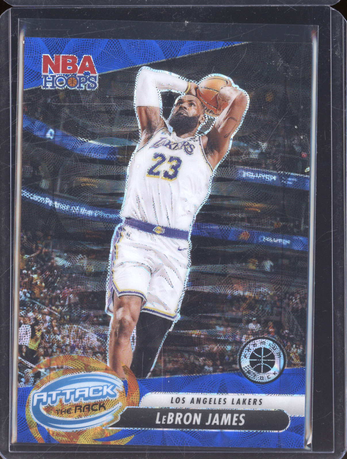 2023-24 Hoops Premium Stock #4 LeBron James Attack The Rack Silver Prizm — front