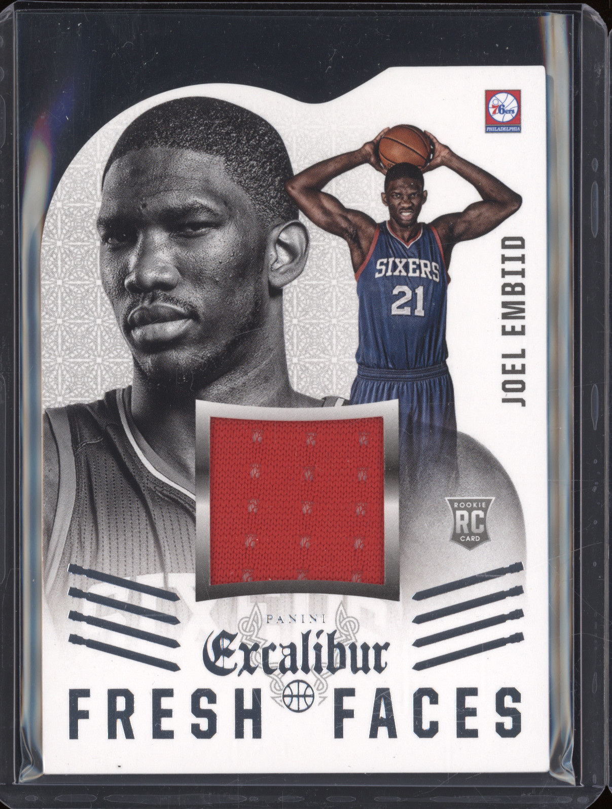 2014-15 Panini Excalibur Fresh Faces Die-Cut Jerseys #Joel Embiid Rookie RC — front