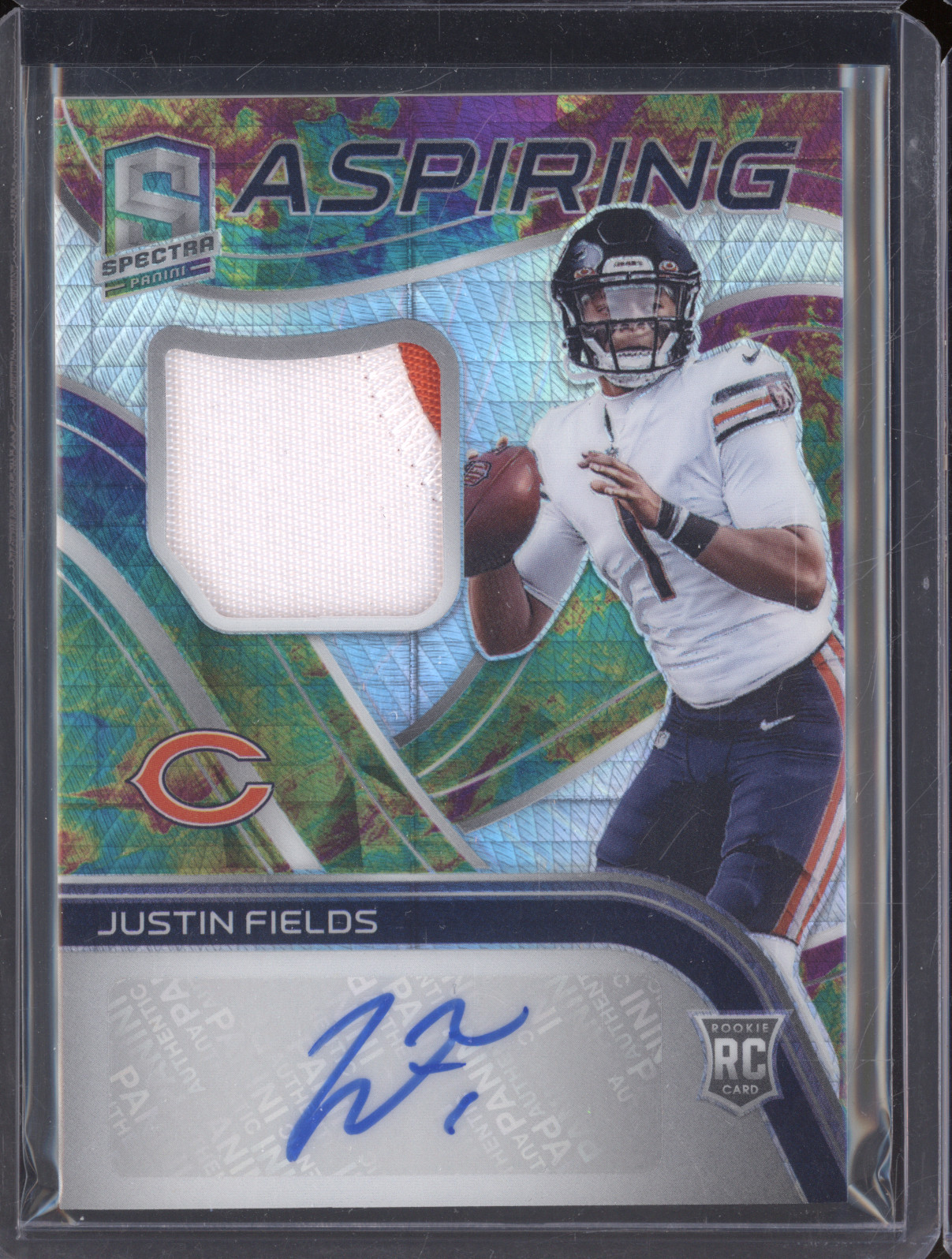 2021 Panini Spectra Aspiring Patch Autographs #APA-JF Justin Fields — front