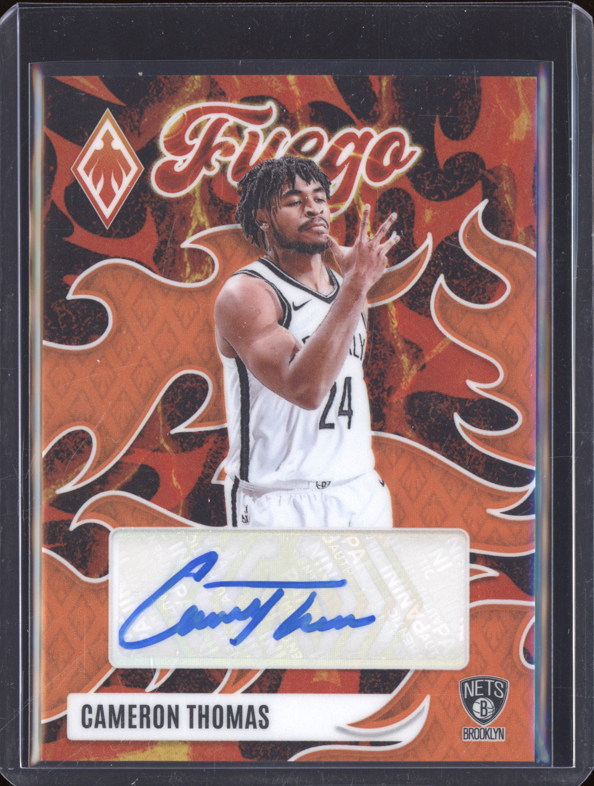 2023-24 Panini Phoenix #FA-CAM Cameron Thomas Fuego Orange Auto — front