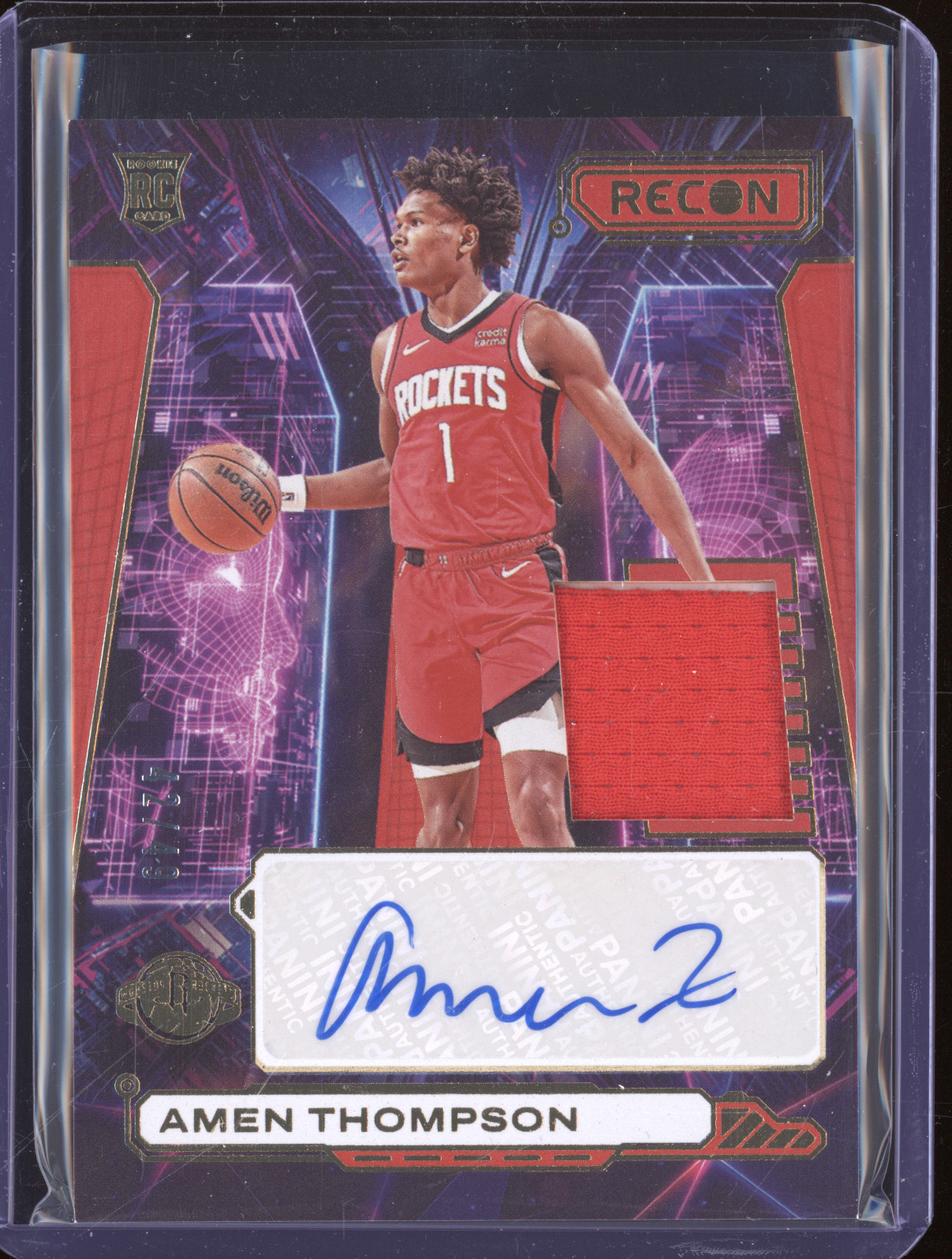 2023-24 Panini Recon Novice Patch Auto #NPA-ATM Amen Thompson — front