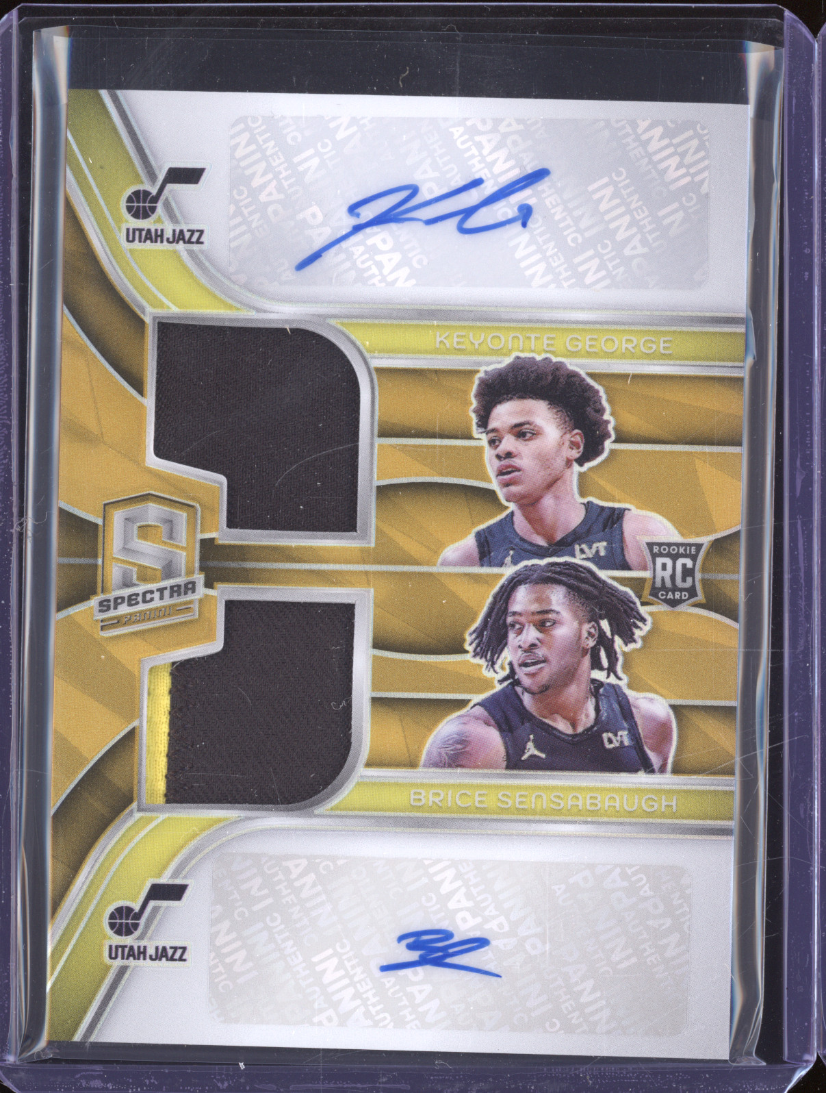 2023-24 Panini Spectra # Keyonte George Brice Sensabaugh Rookie Dual Patch Auto — front