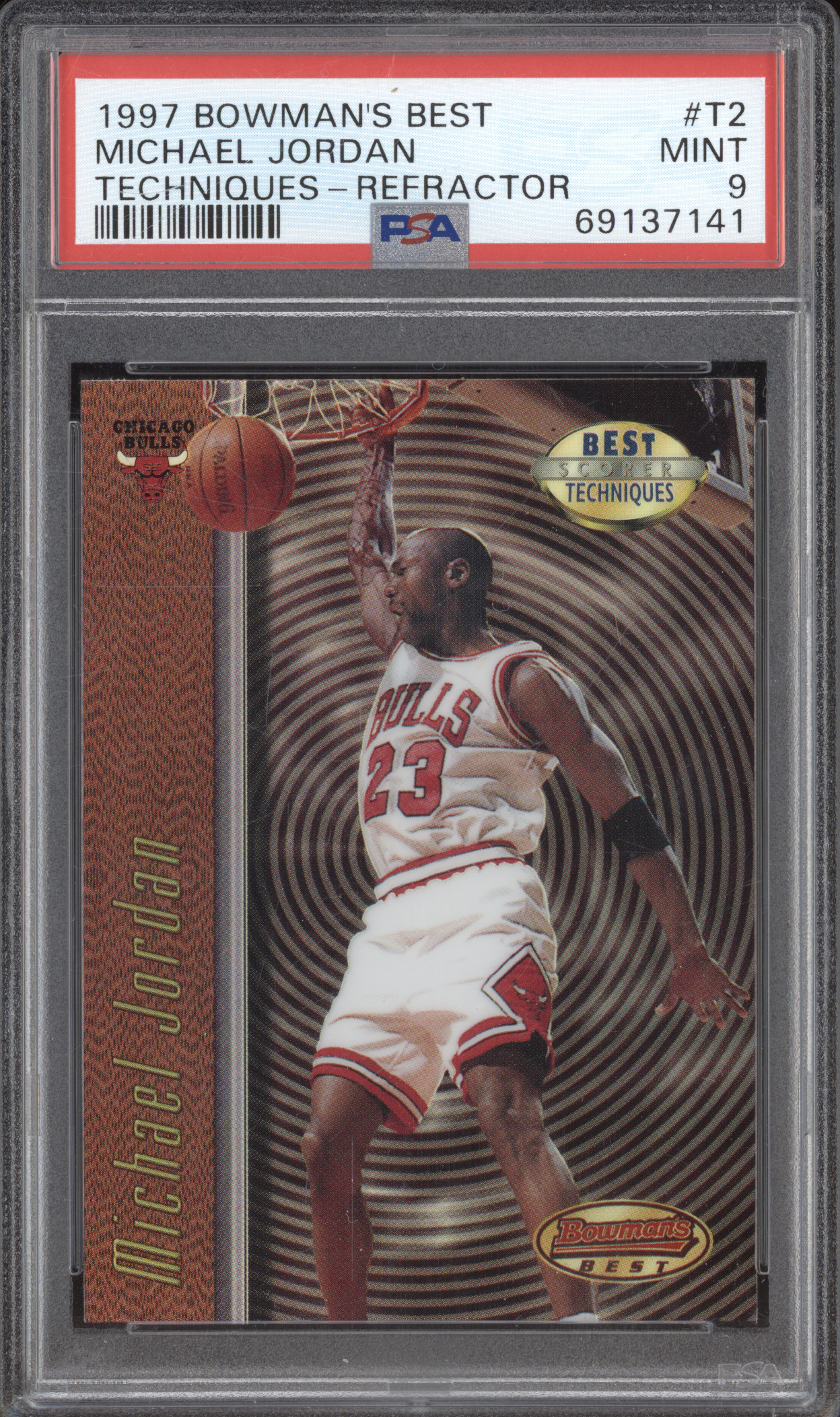 1997 Bowman's Best #T2 Michael Jordan Techniques Refractor — front