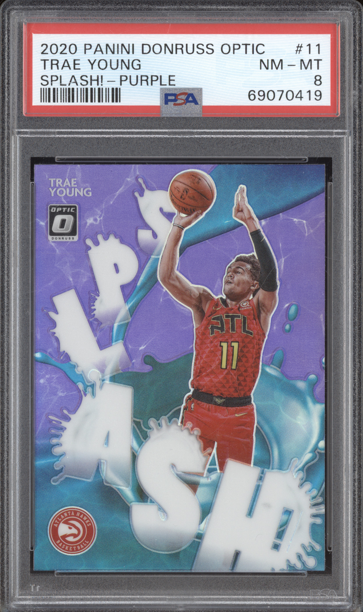 2020 Panini Donruss Optic #11 Trae Young Splash! - Purple — front