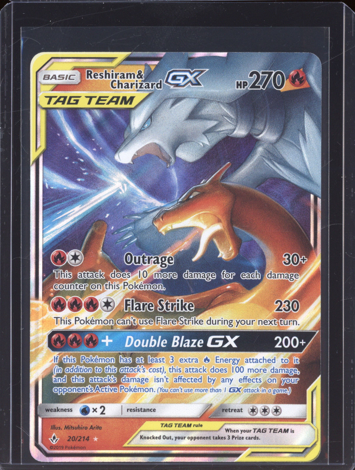 2019 Pokémon Sun & Moon Unbroken Bonds #20 Reshiram & Charizard GX — front