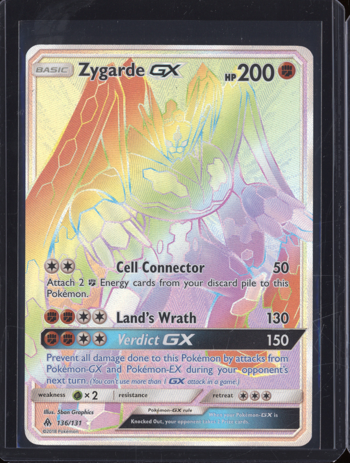 2018 Pokémon SM6 Forbidden Light #136 Zygarde GX — front