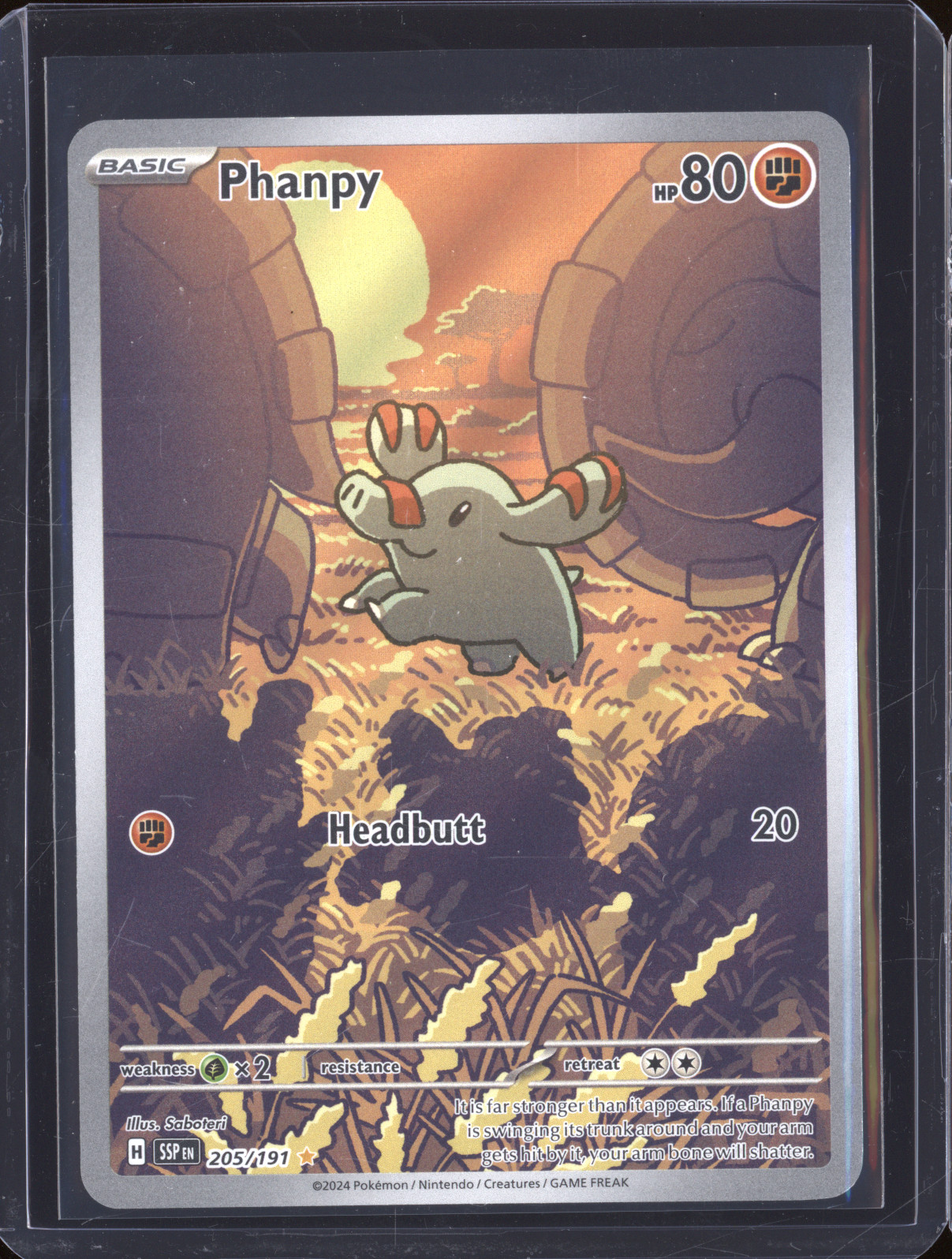 2024 Pokémon SV08: Surging Sparks #205 Phanpy Illustration Rare — front