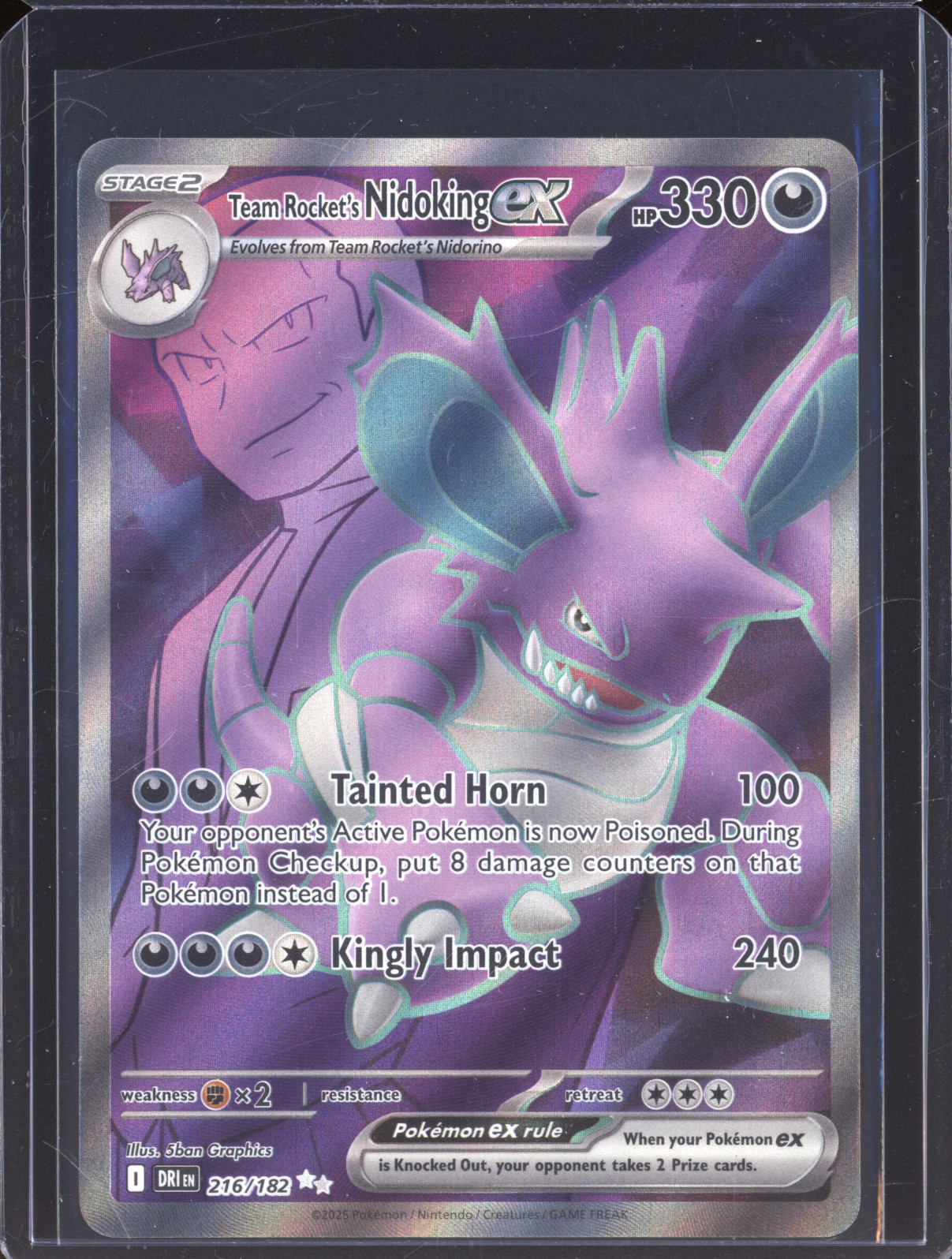 2025 Pokemon Team Rocket's Nidoking ex #216/182 — front