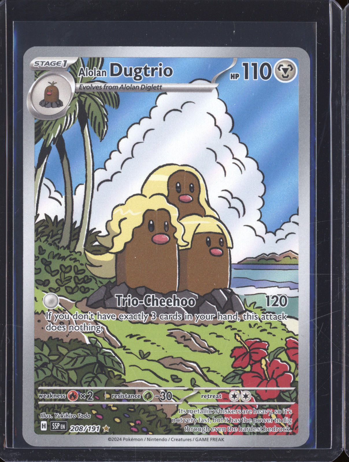 2024 Pokémon Surging Sparks #208 Alolan Dugtrio Illustration Rare — front