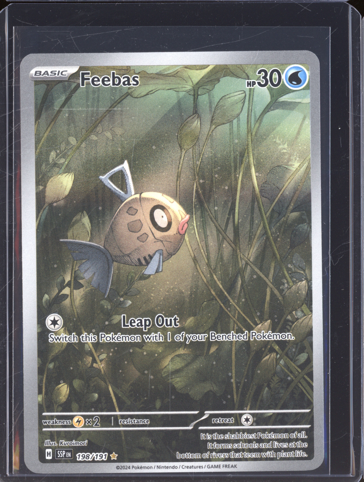 2024 Pokemon SV08 Surging Sparks #198 Feebas Illustration Rare — front