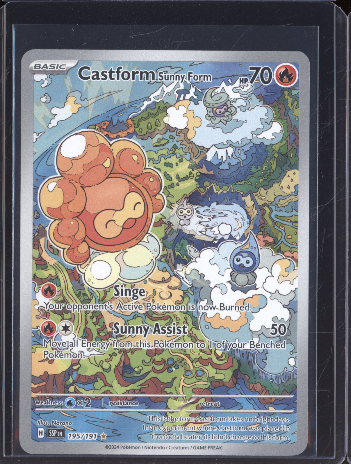 2024 Pokemon SV08: Surging Sparks #195 Castform Sunny Form — front
